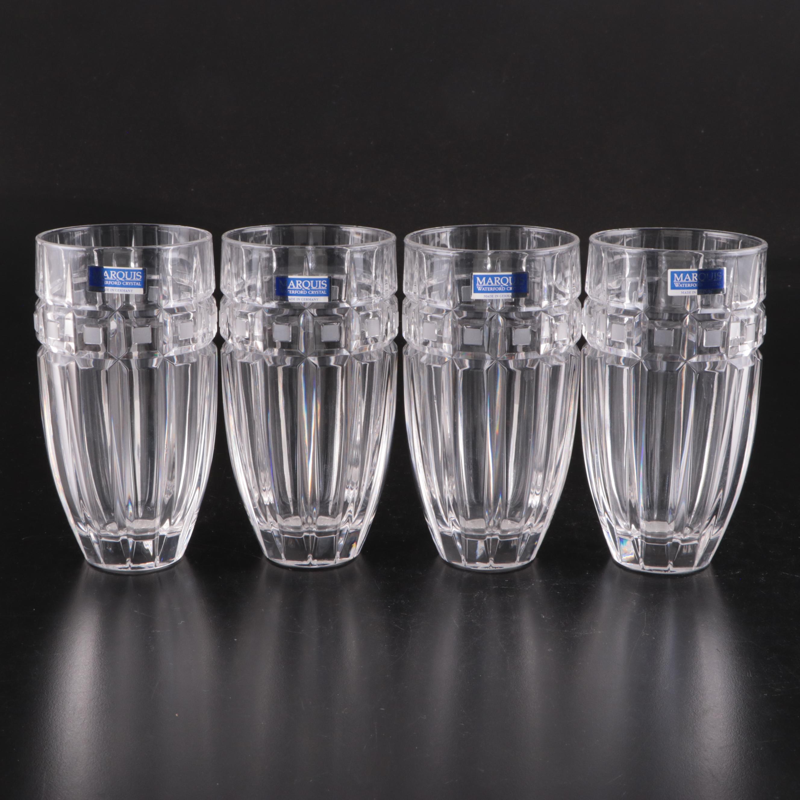 Gorham Crystal Vase with Marquis by Waterford Crystal Highball Glasses and Bowls