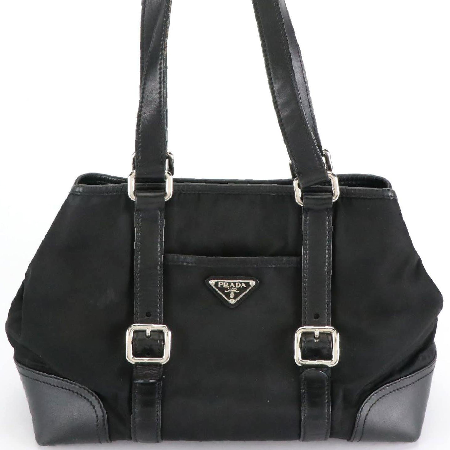 Prada Shoulder Bag in Black Tessuto Nylon and Leather Trim