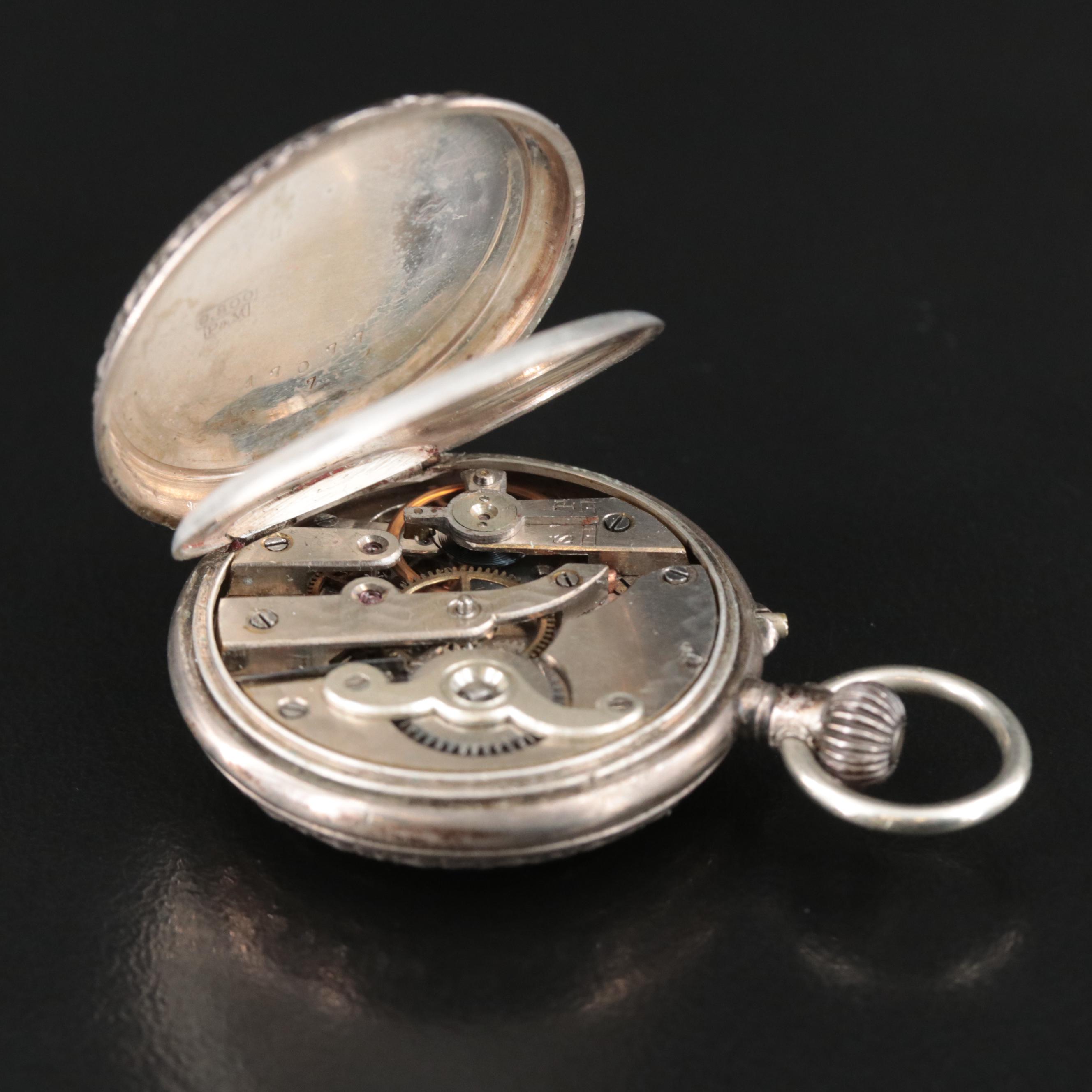 800 Silver SwissMade Vintage Pocket Watch EBTH