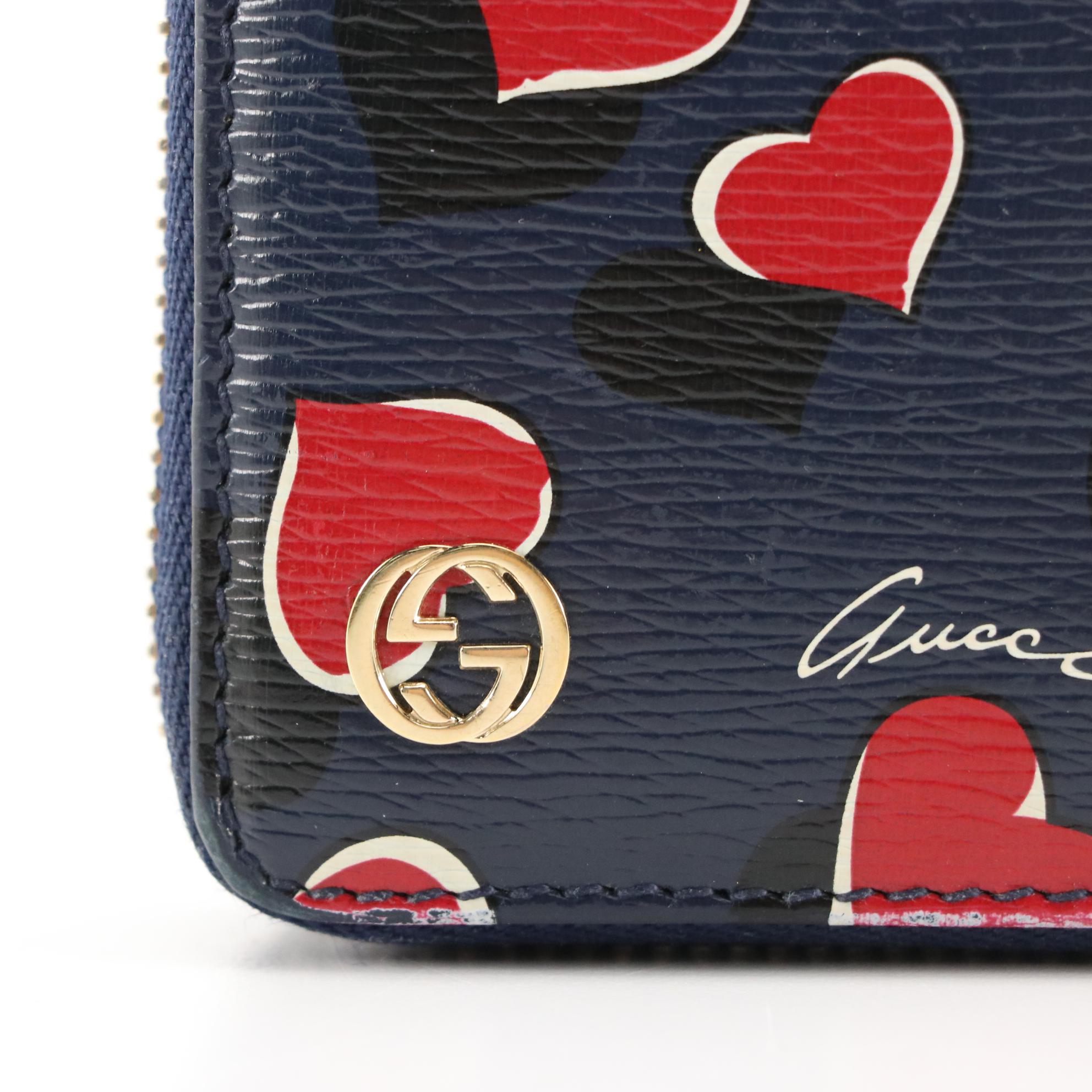 Gucci Heartbeat Long Leather Zip Around Wallet in Box