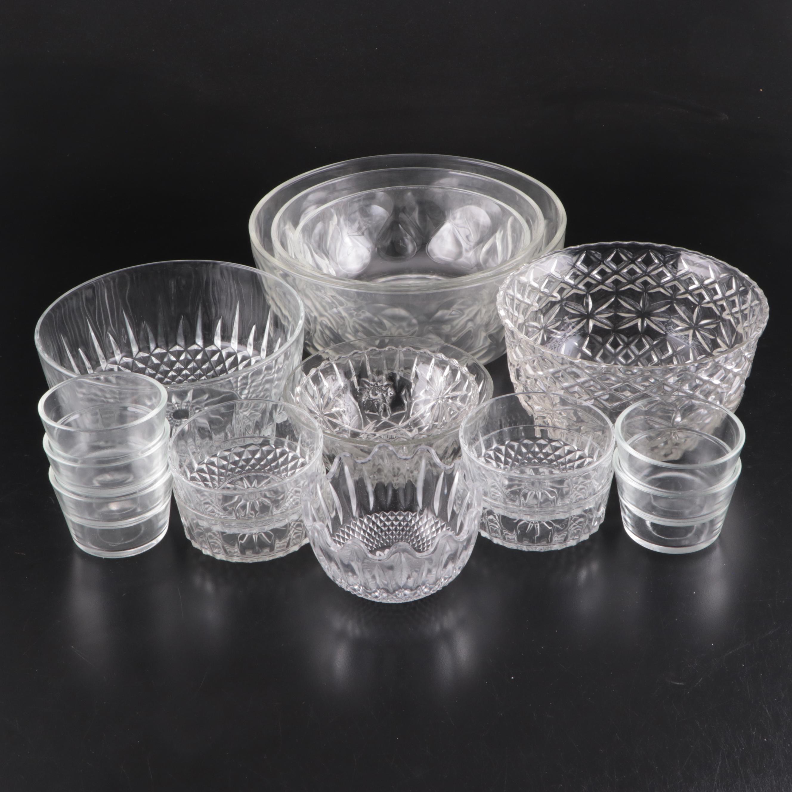 Pyrex Teardrop Pattern Casserole Bowls with Arcoroc Glass Bowls and More