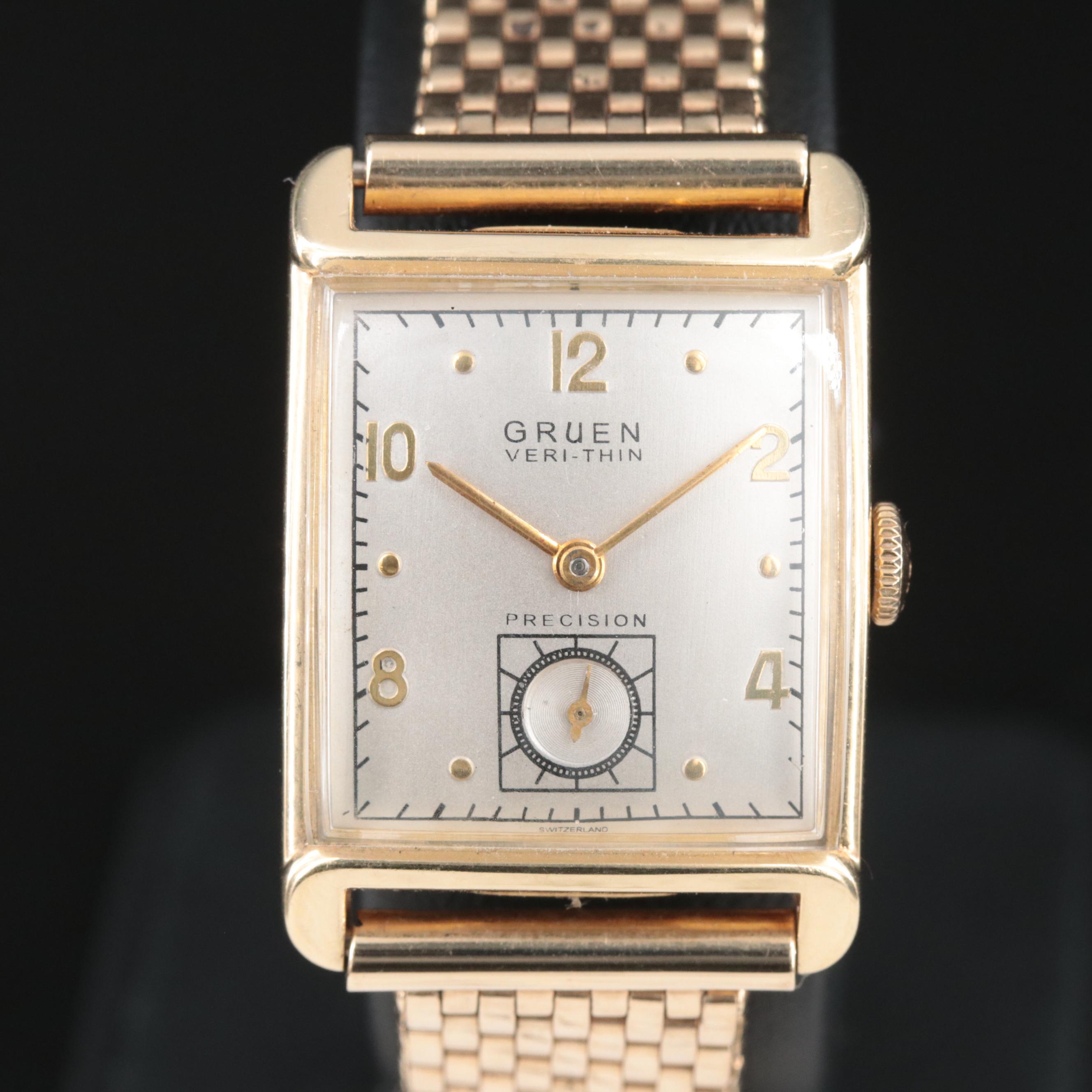14K Gruen Veri-Thin Manual-Wind Vintage Watch