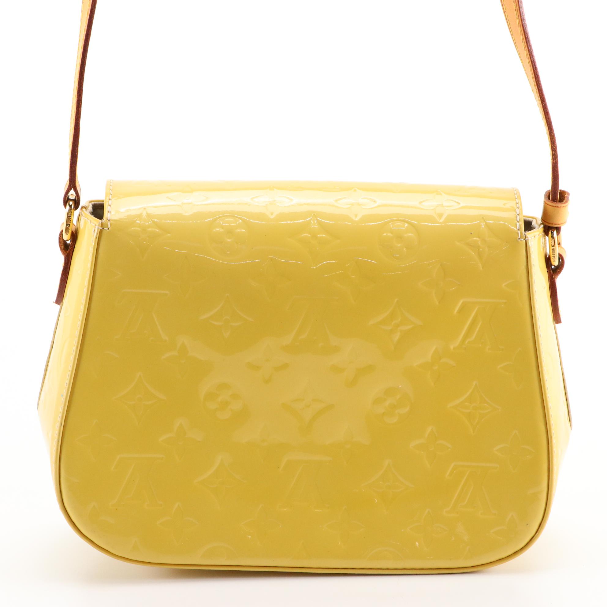 Louis Vuitton Bellflower Crossbody Bag in Lime Monogram Vernis Leather