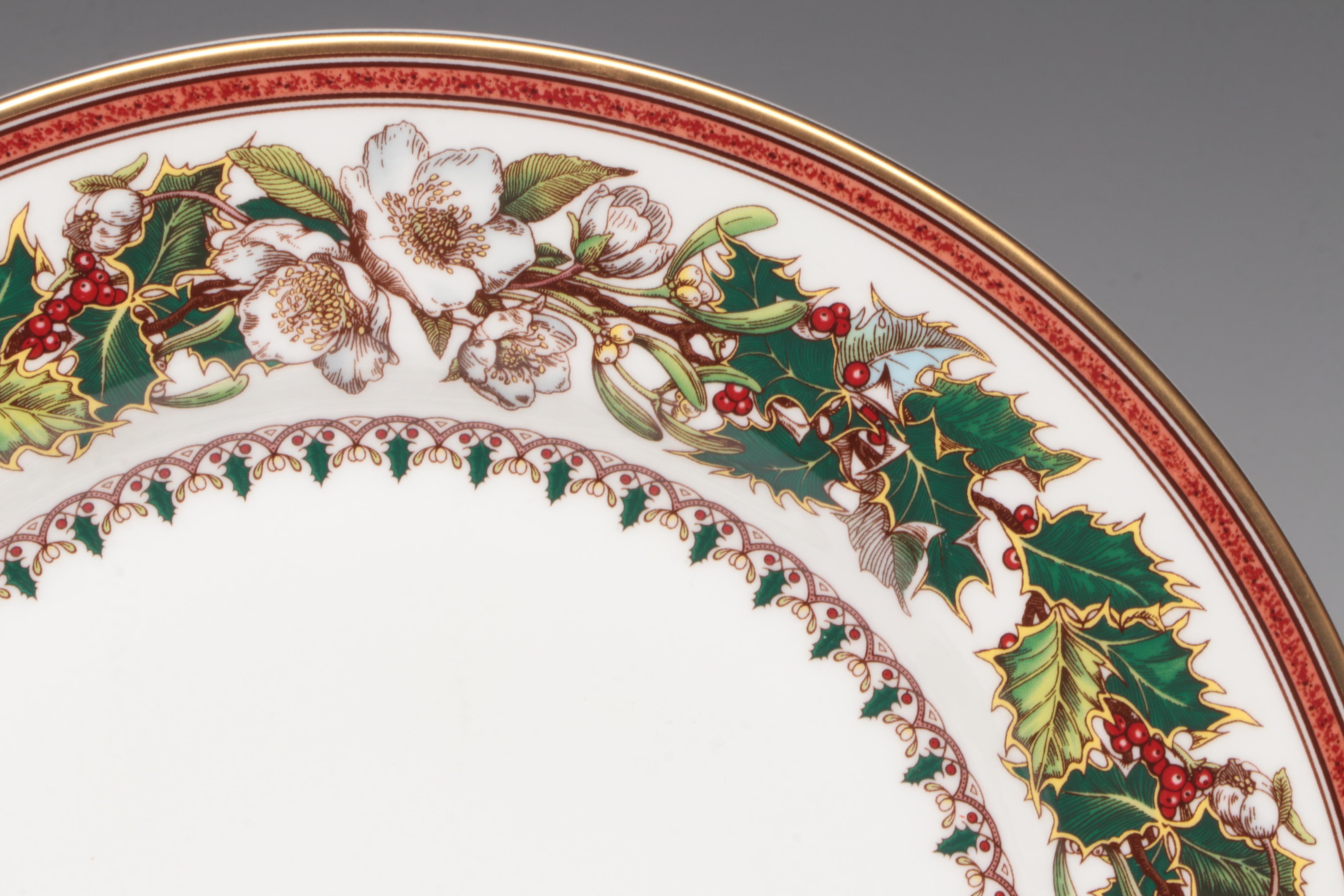 Spode "Christmas Rose" Bone China Dinner Plates with Longaberber Bowl and More