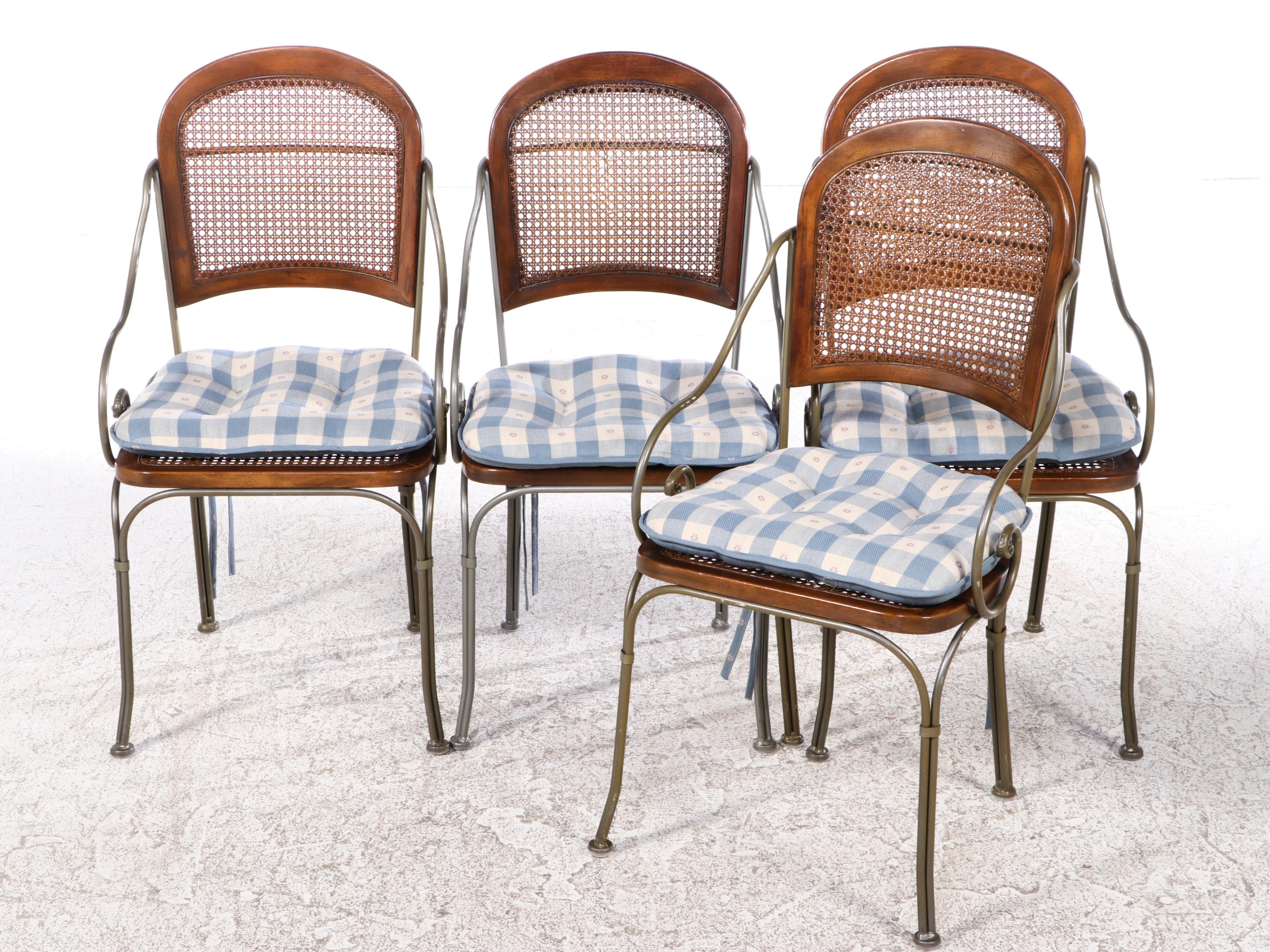 Five-Piece Drexel Hardwood, Iron, and Marble Top Dining Set, Late 20th Century