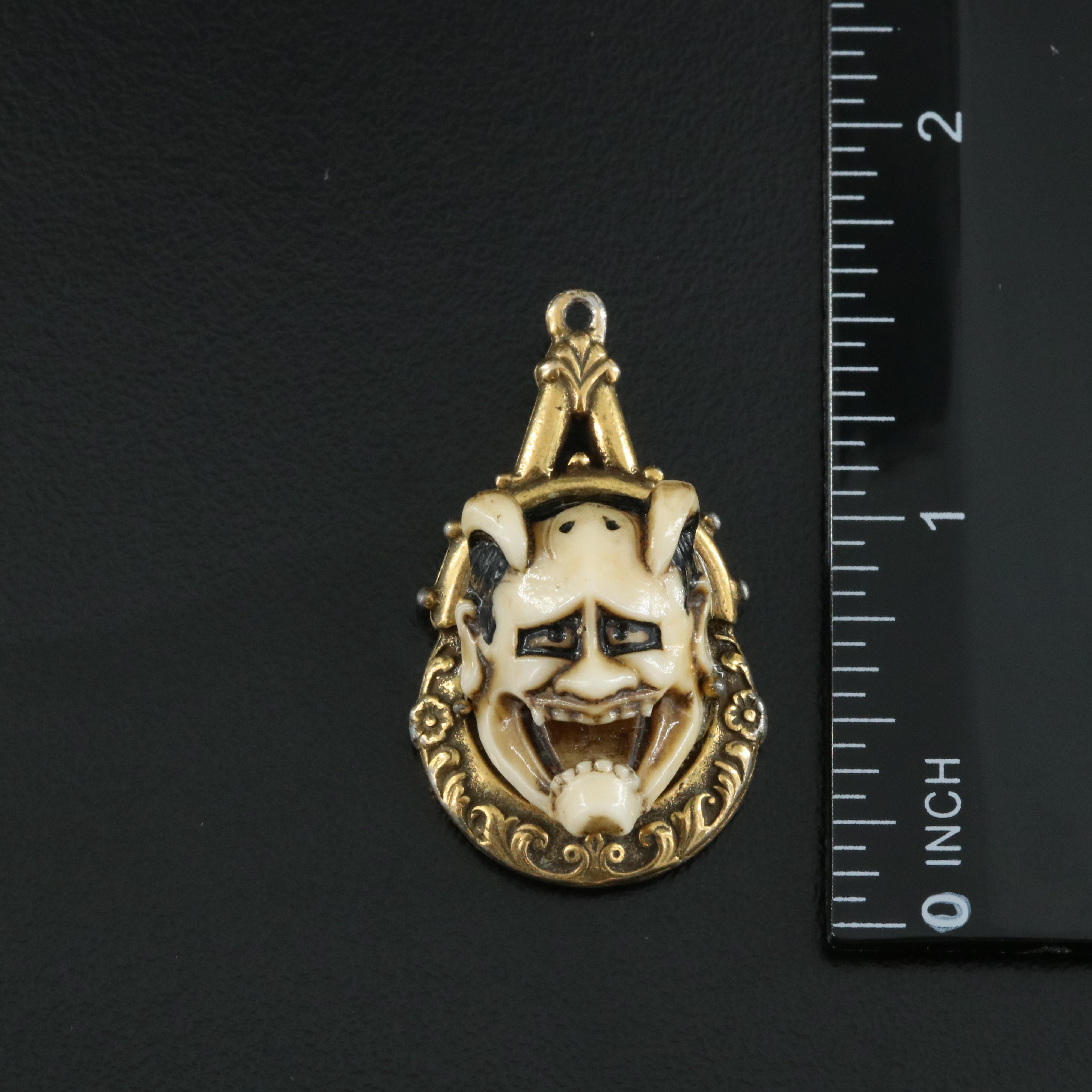 Vintage Naminari Noh Mask Jewelry and Charm Bracelet