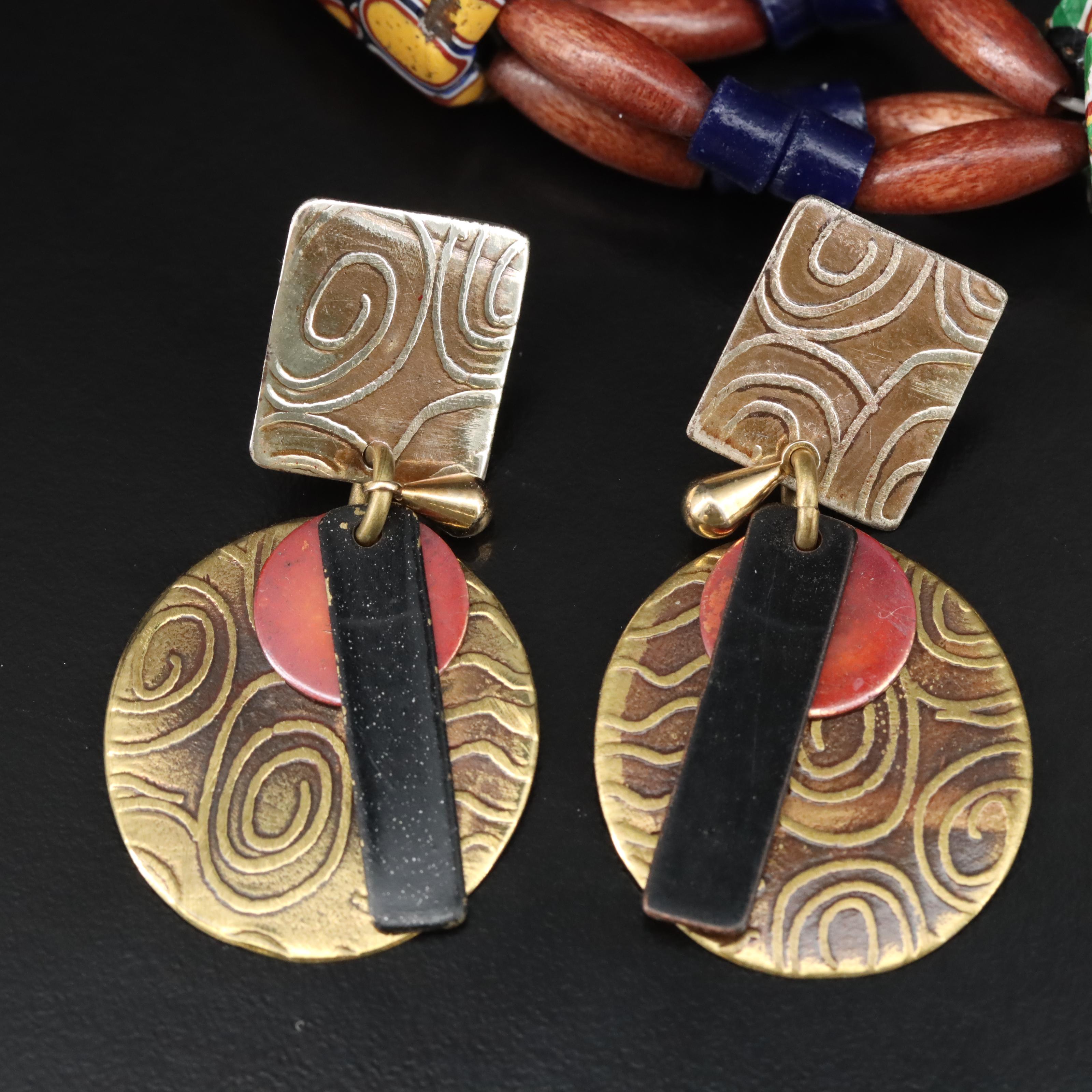 Trade Bead and Carved Bone Necklaces with Earrings