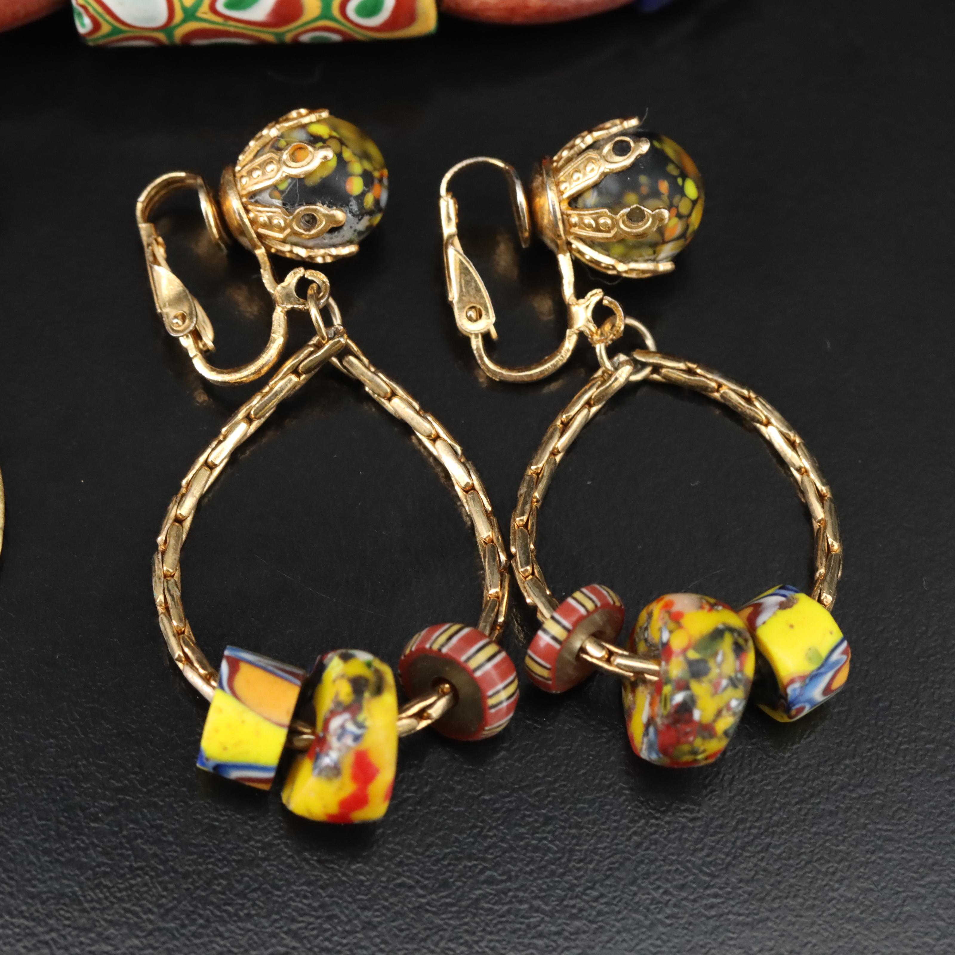 Trade Bead and Carved Bone Necklaces with Earrings