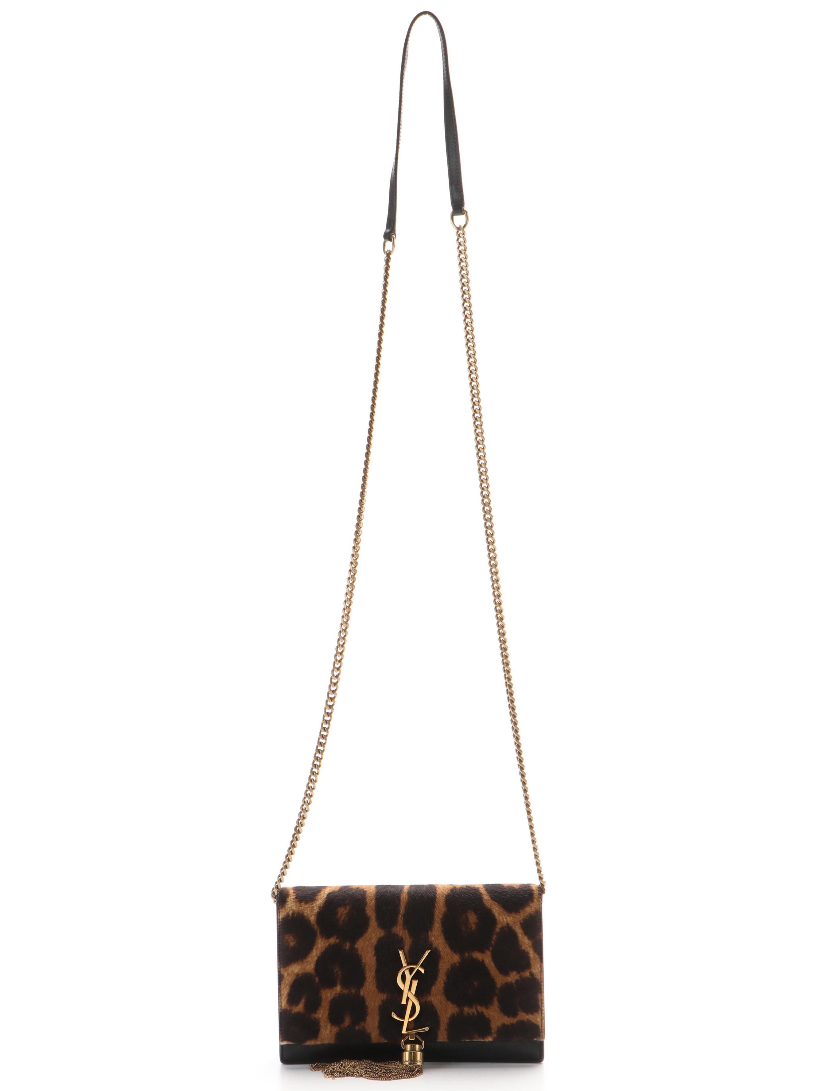 Saint Laurent Monogram YSL Leopard-Print Wallet On Chain Clutch Bag