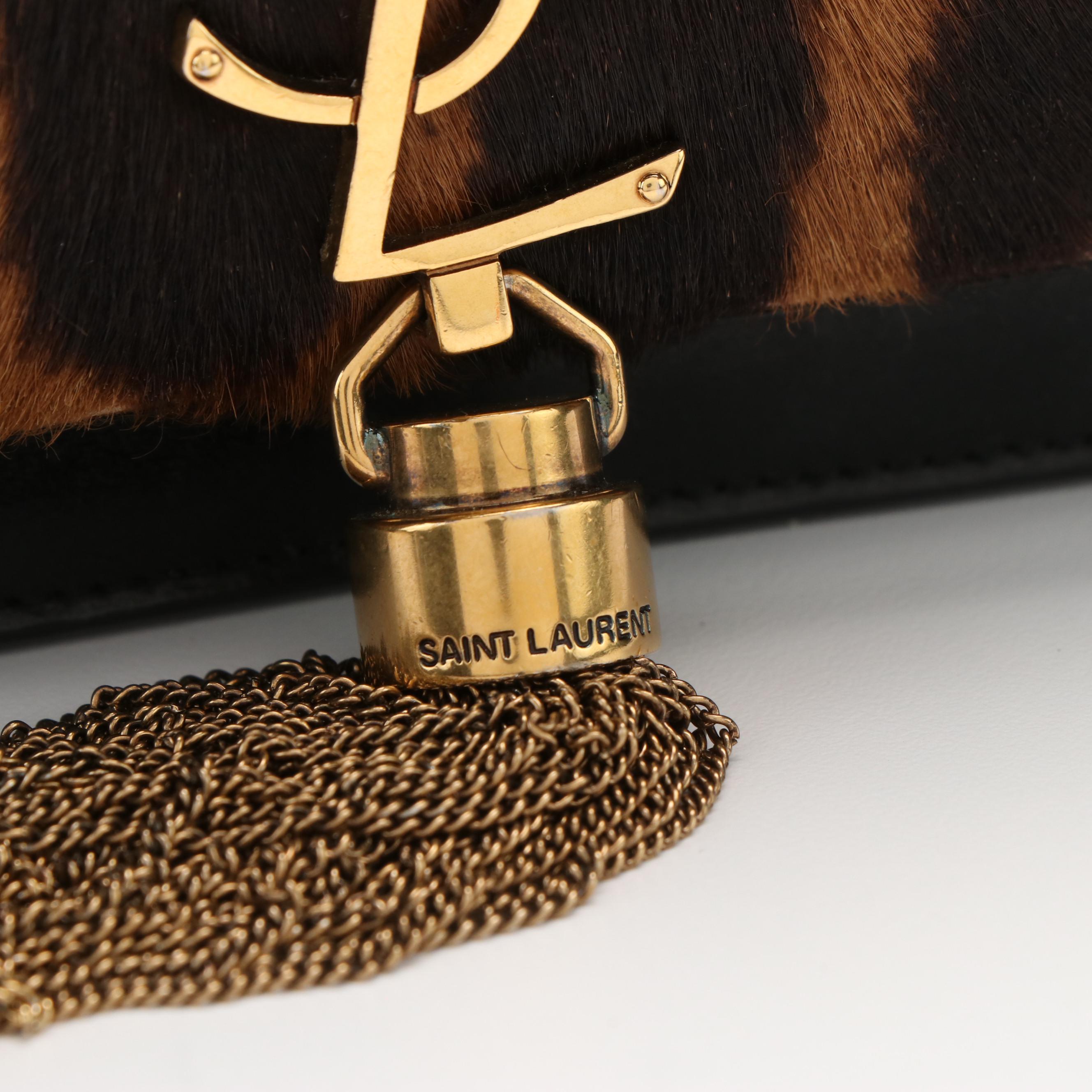 Saint Laurent Monogram YSL Leopard-Print Wallet On Chain Clutch Bag
