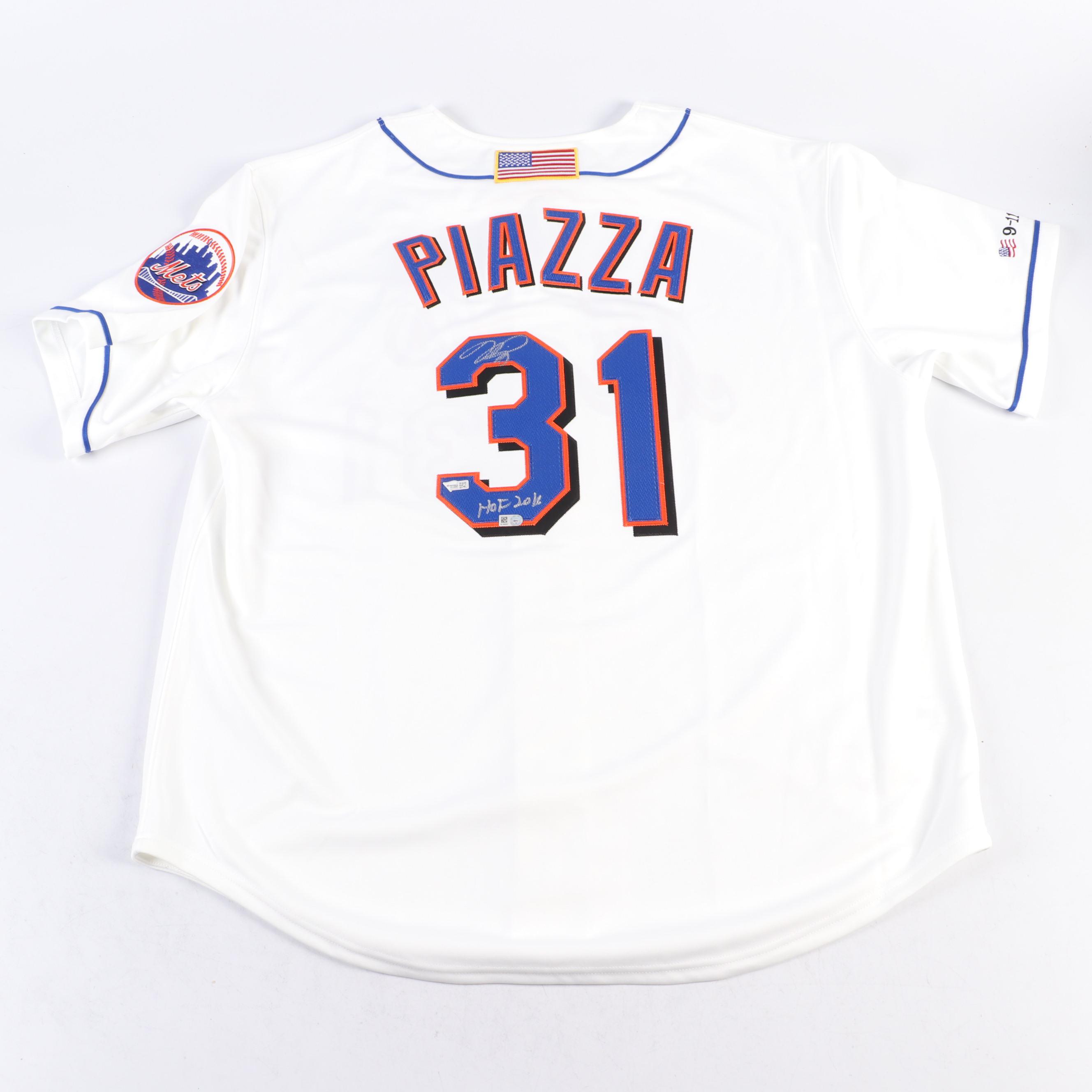 Mike Piazza Signed New York Mets 9/11 Stitched Mitchell and Ness Baseball Jersey