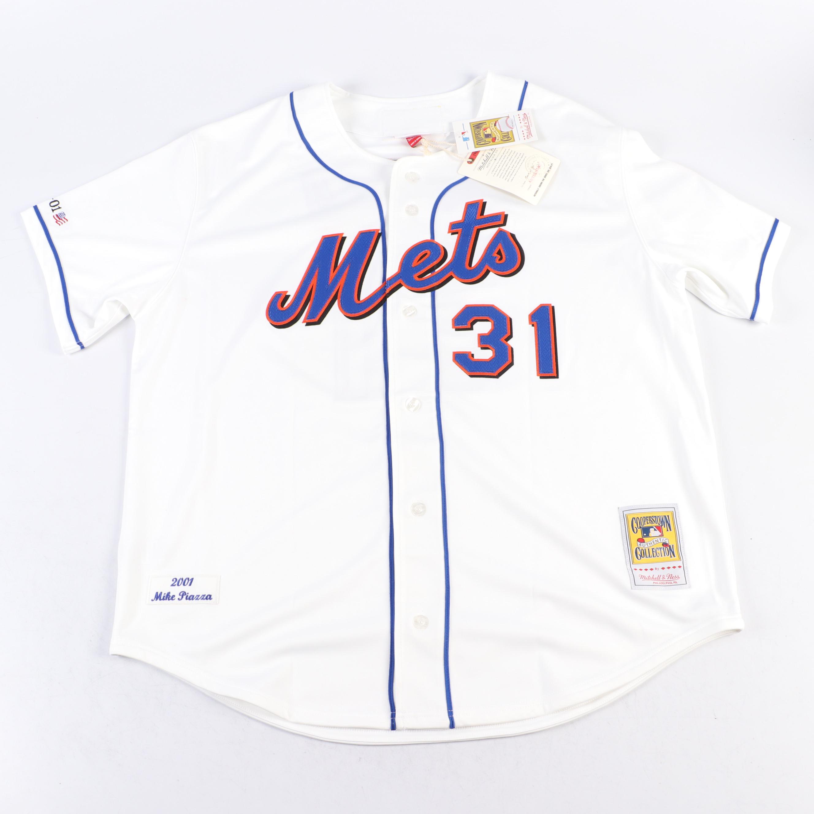 Mike Piazza Signed New York Mets 9/11 Stitched Mitchell and Ness Baseball Jersey