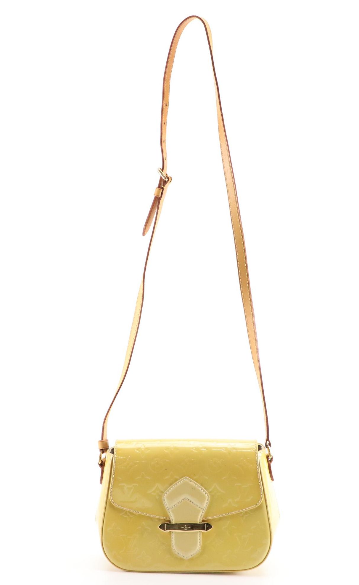 Louis Vuitton Bellflower Crossbody Bag in Lime Monogram Vernis Leather