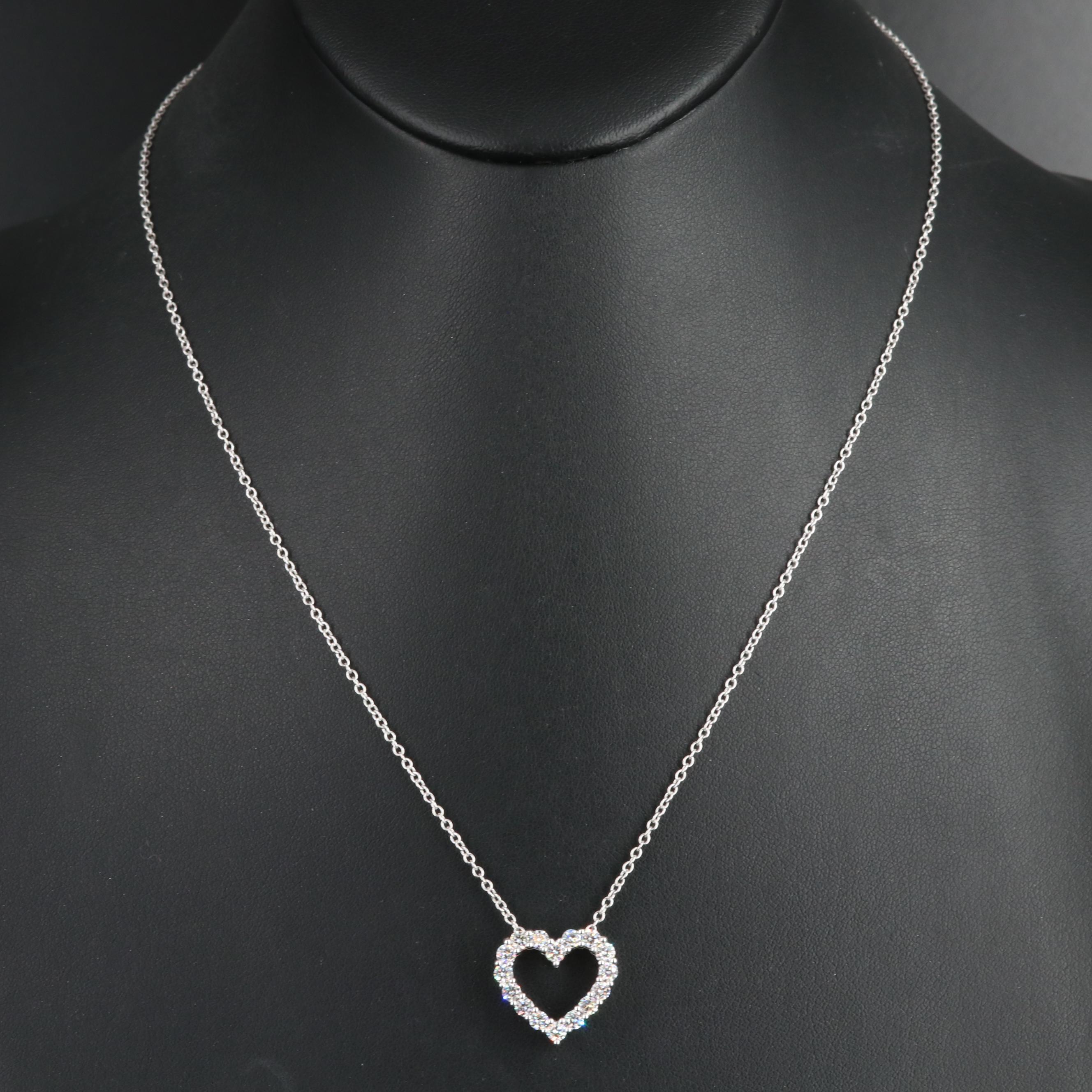 14K 1.00 CTW Lab Grown Diamond Heart Necklace