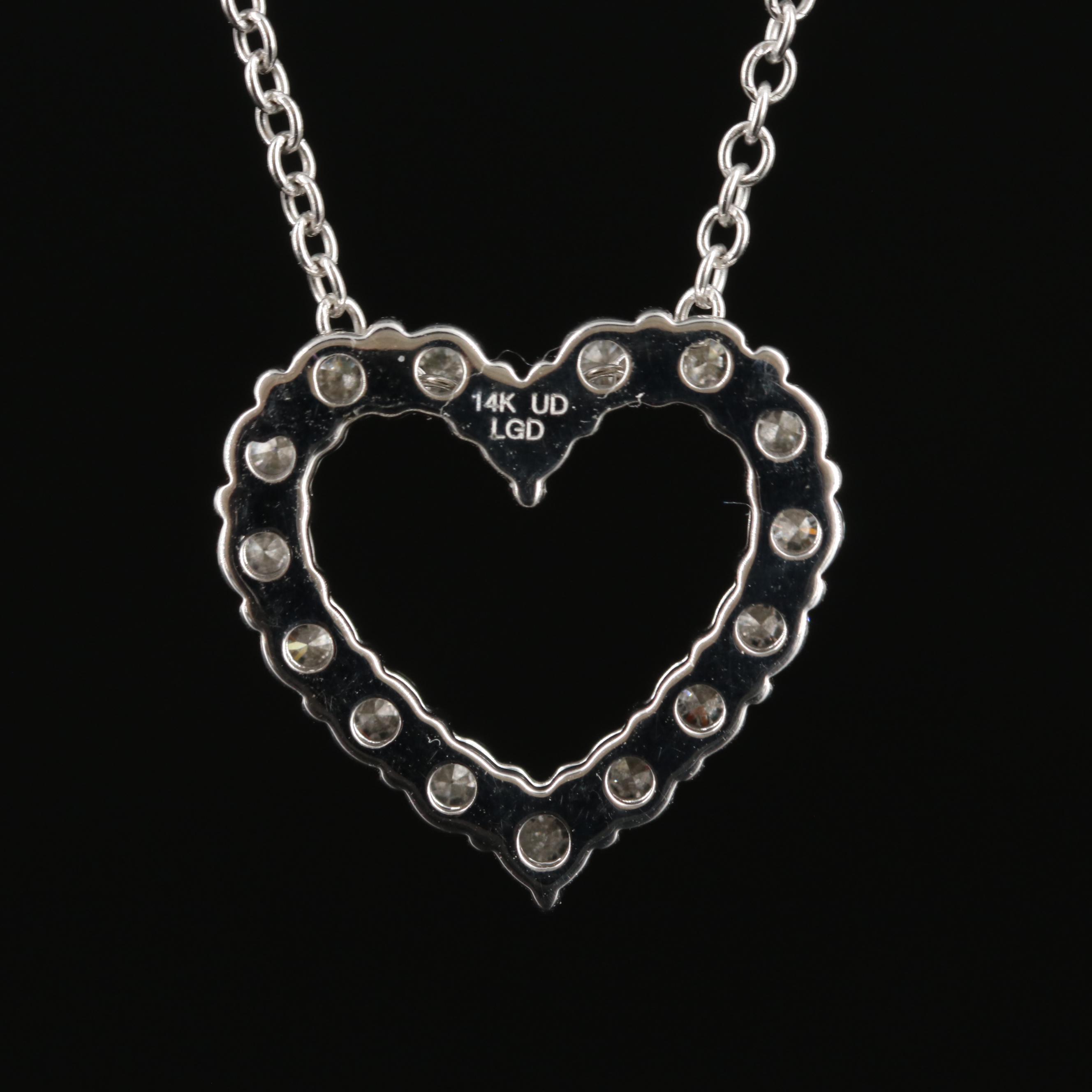 14K 1.00 CTW Lab Grown Diamond Heart Necklace