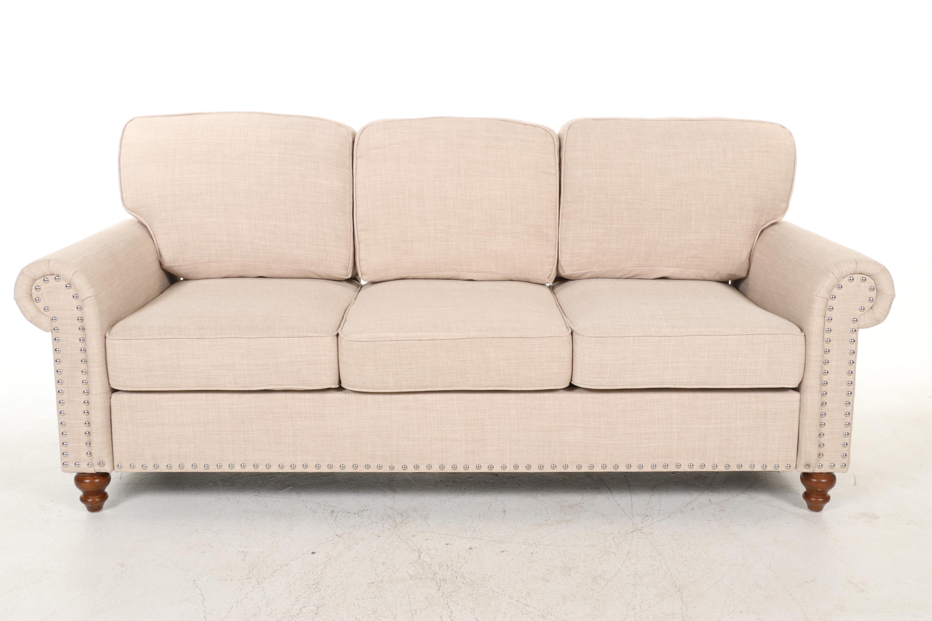 Upholstered Sofa with Nailhead Trim