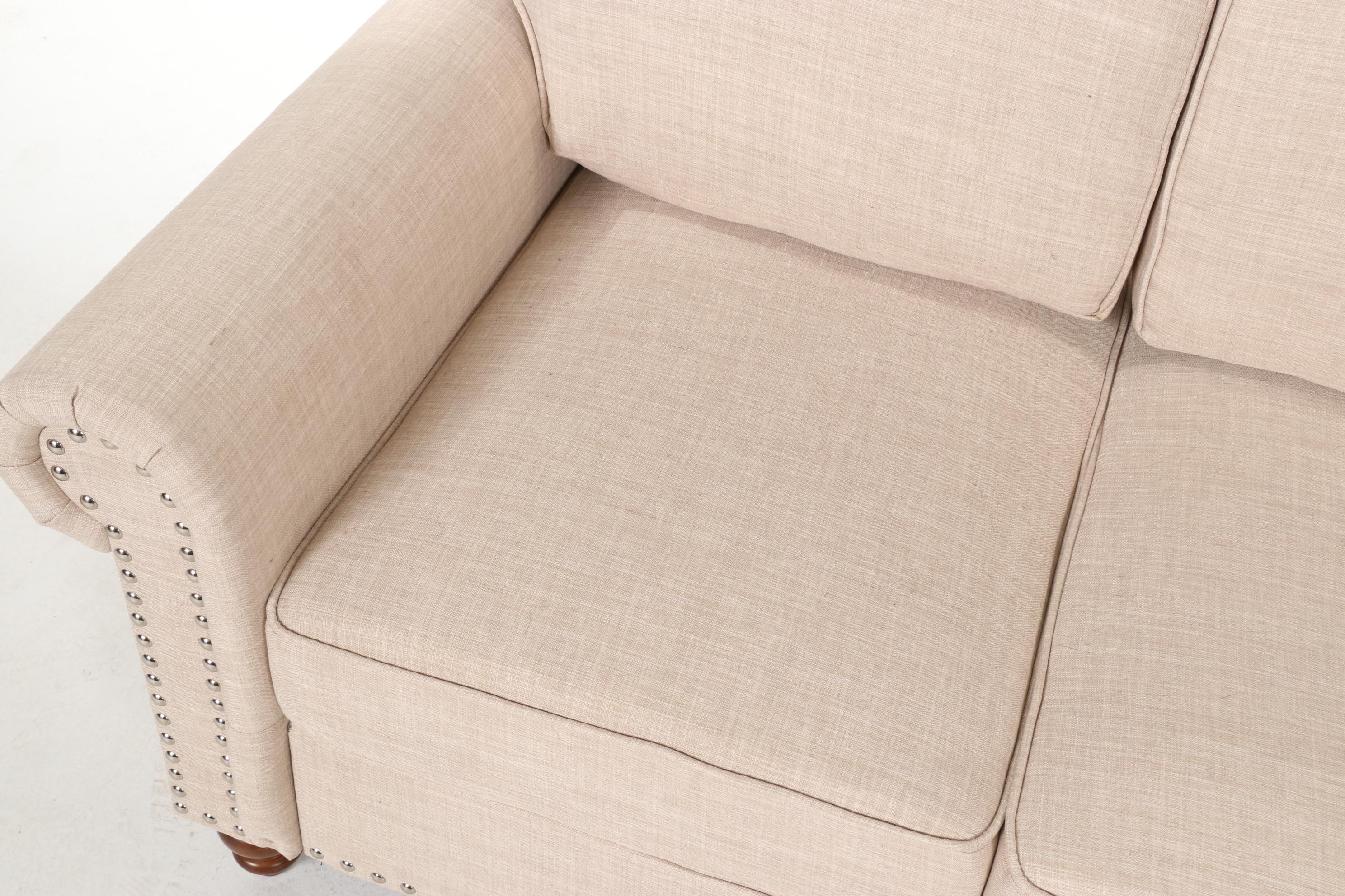 Upholstered Sofa with Nailhead Trim