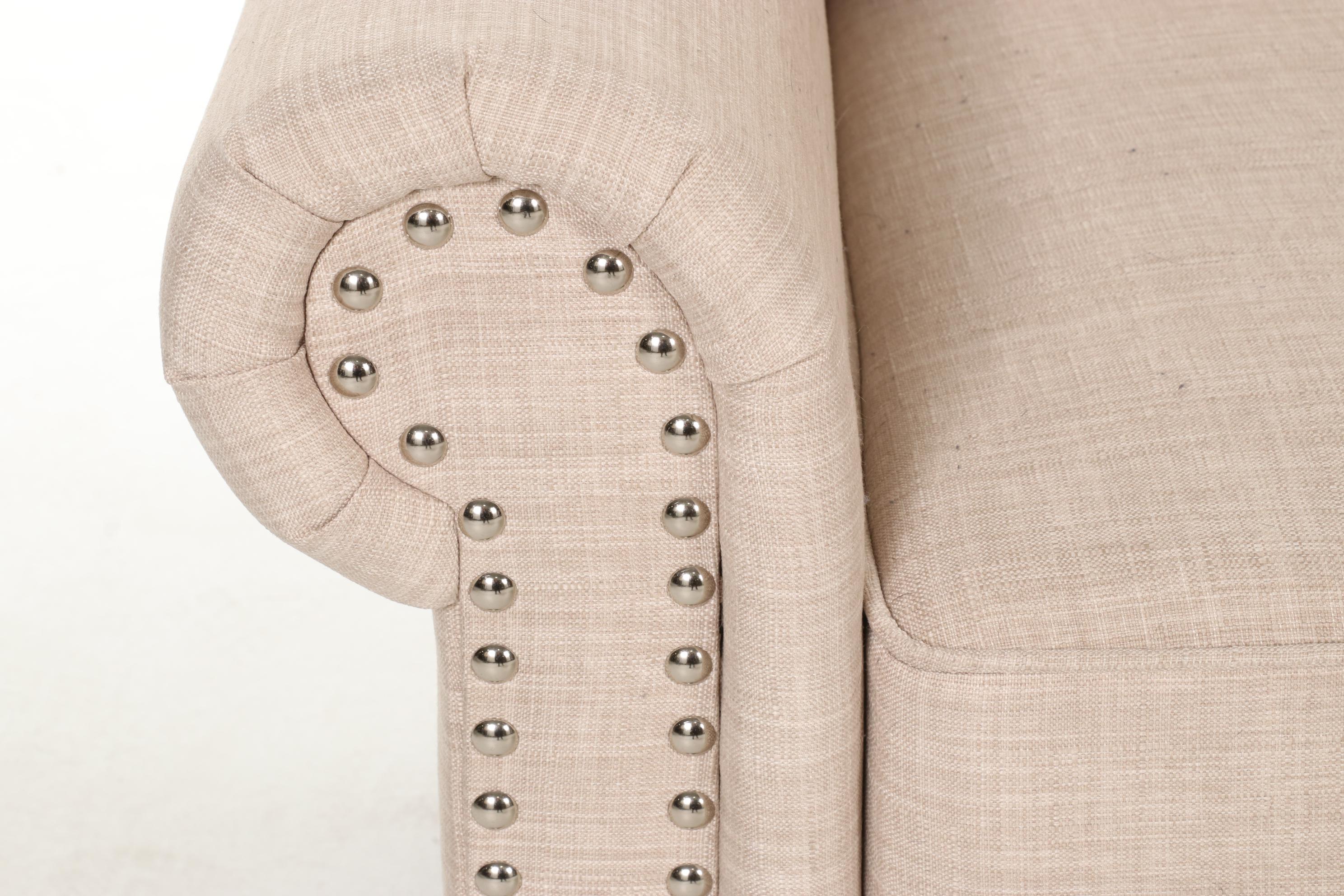 Upholstered Sofa with Nailhead Trim