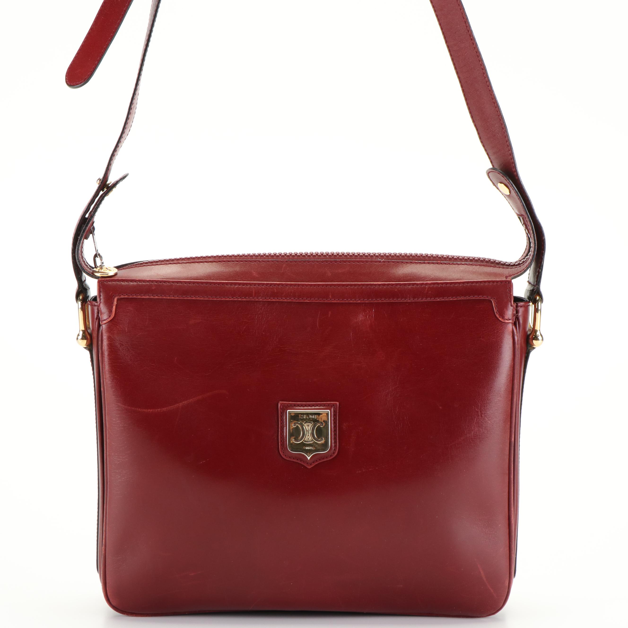 Celine Dark Red Leather Crossbody Bag EBTH