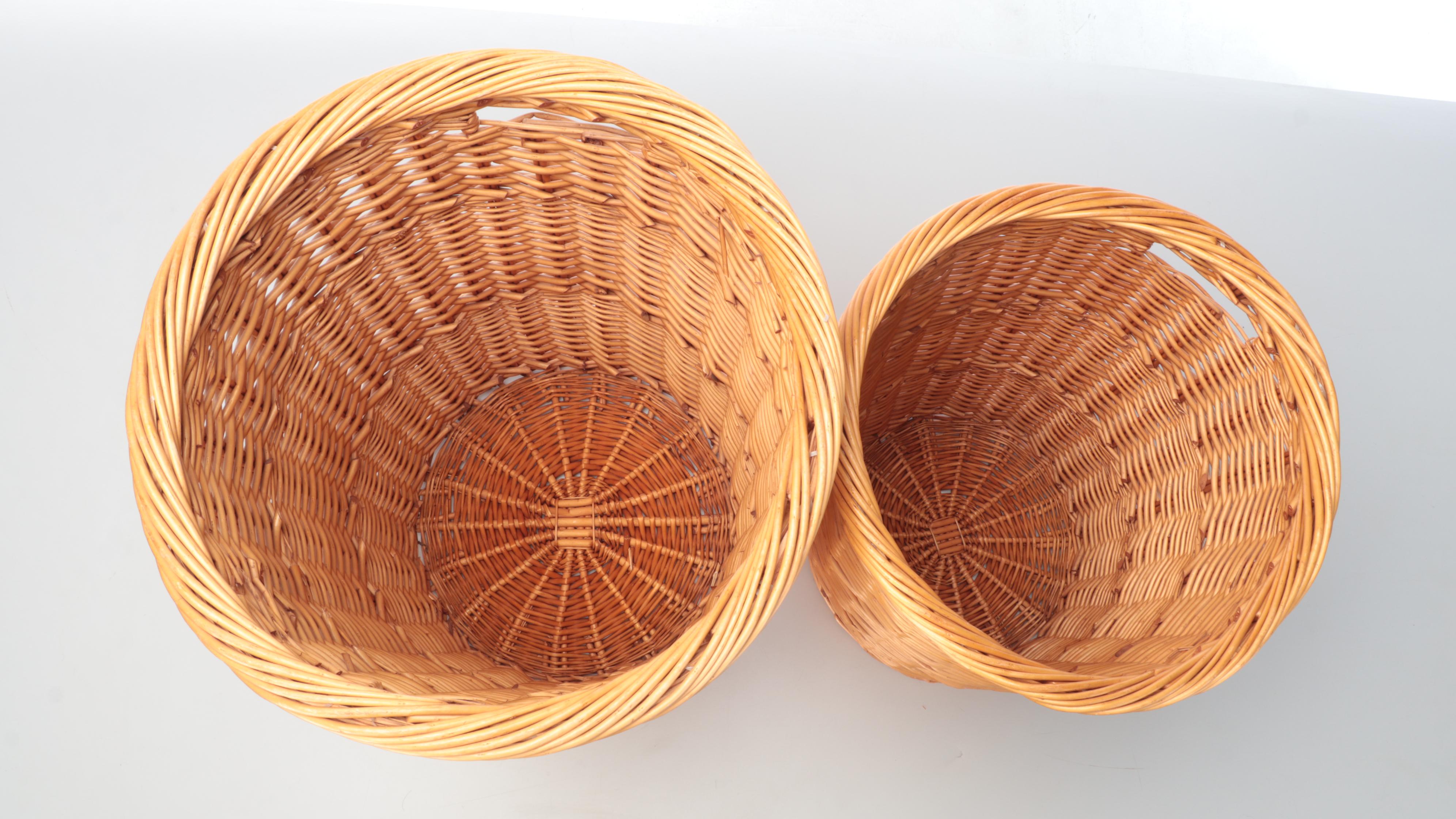 Pair of Contemporary Wicker Hamper Baskets