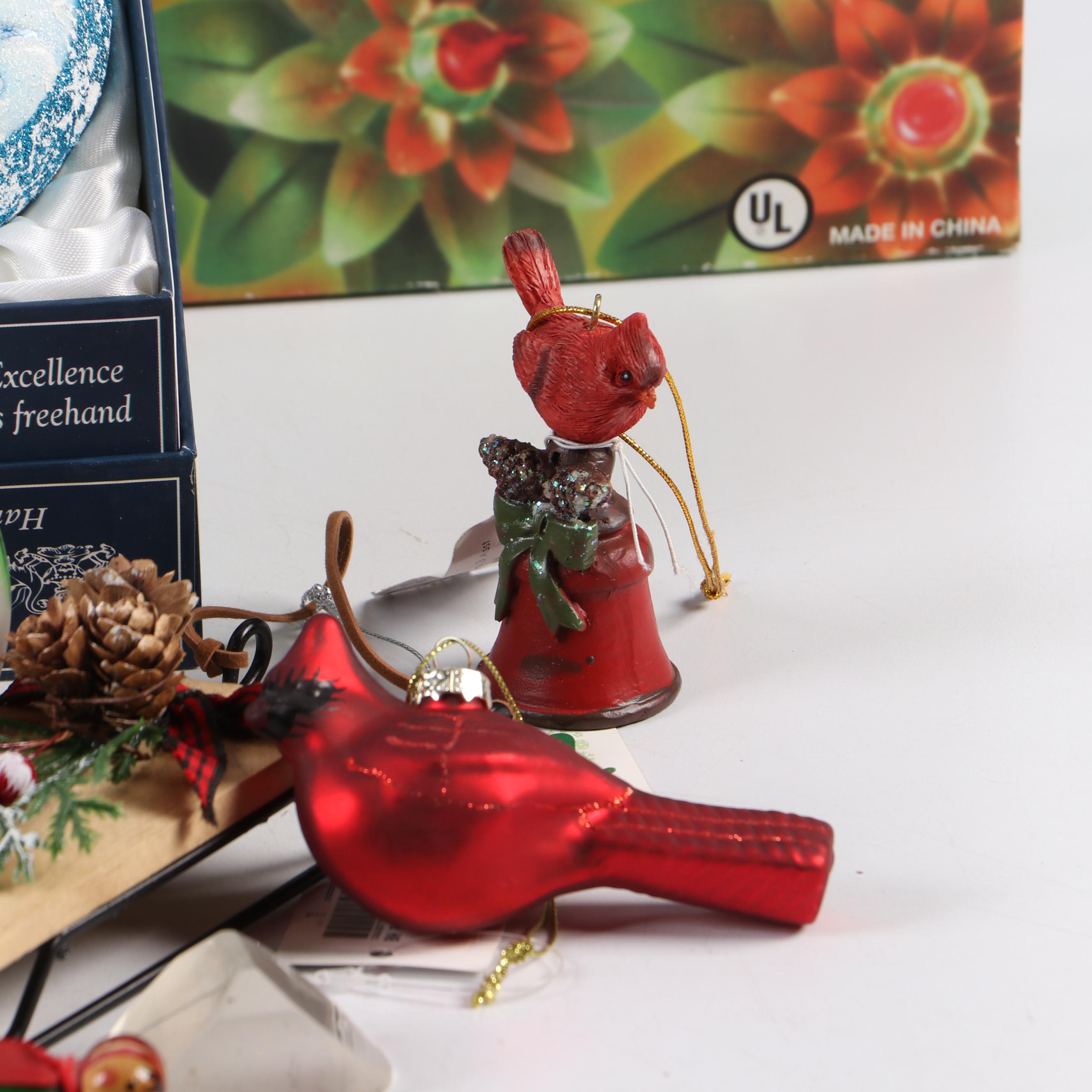 Reed & Barton Silver Plate Bells with Hand-Painted Glass Ornaments and More