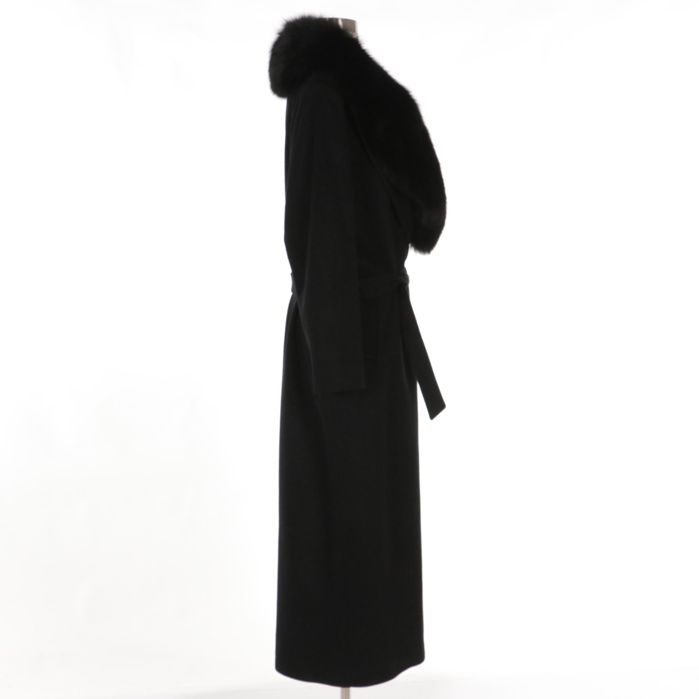 Dale Dressin Cashmere/Lambswool Coat with Detachable Fox Fur Collar and Tags