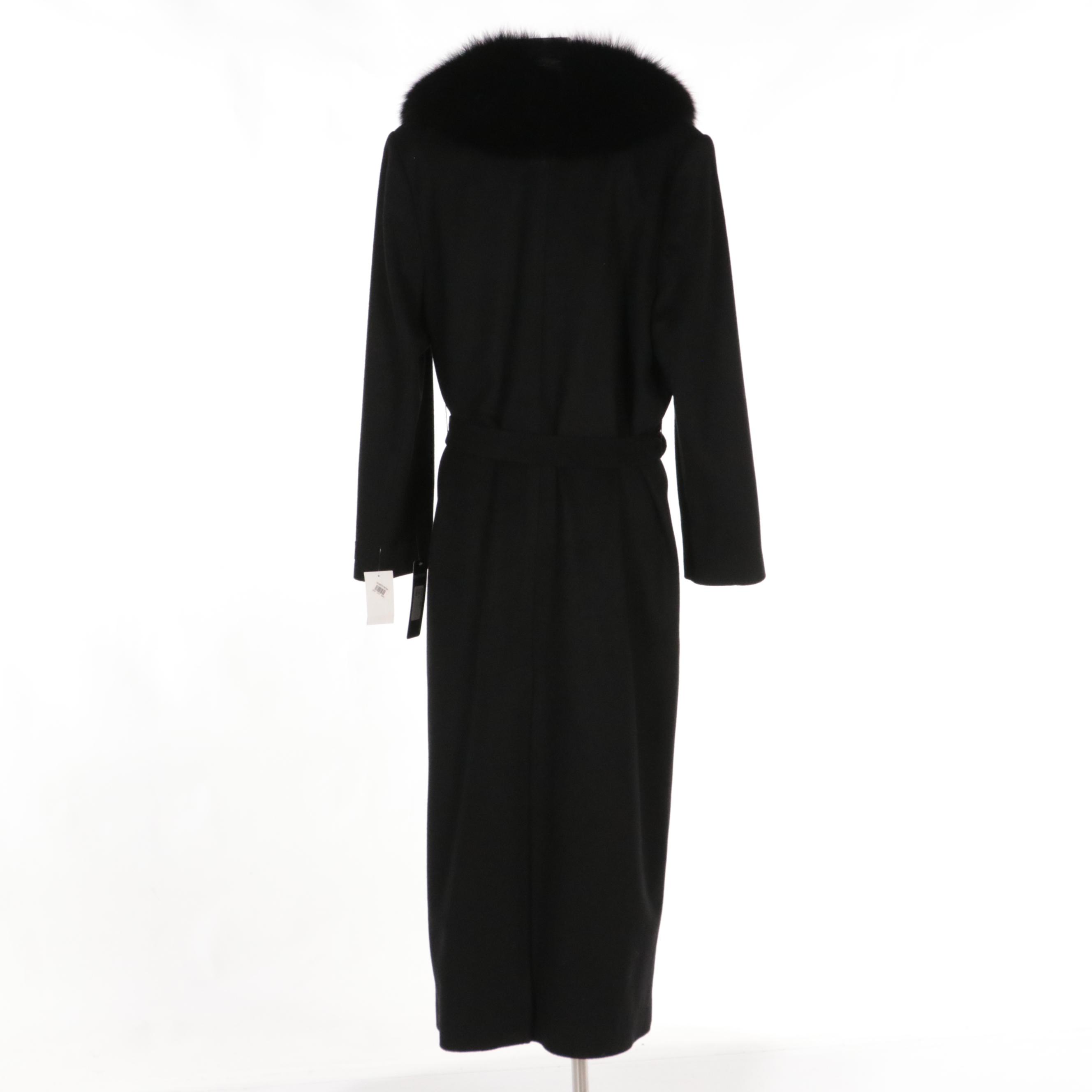 Dale Dressin Cashmere/Lambswool Coat with Detachable Fox Fur Collar and Tags