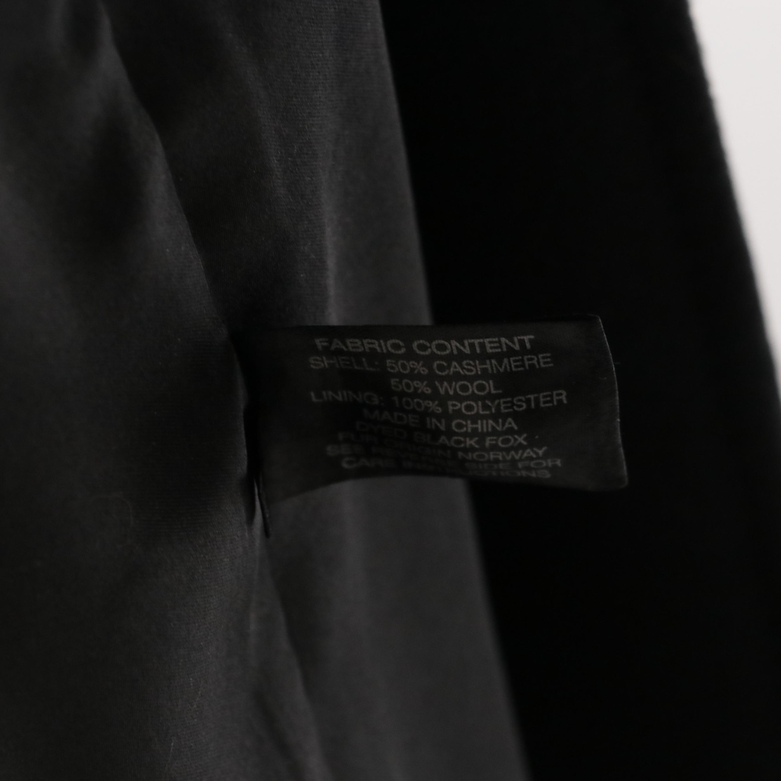 Dale Dressin Cashmere/Lambswool Coat with Detachable Fox Fur Collar and Tags