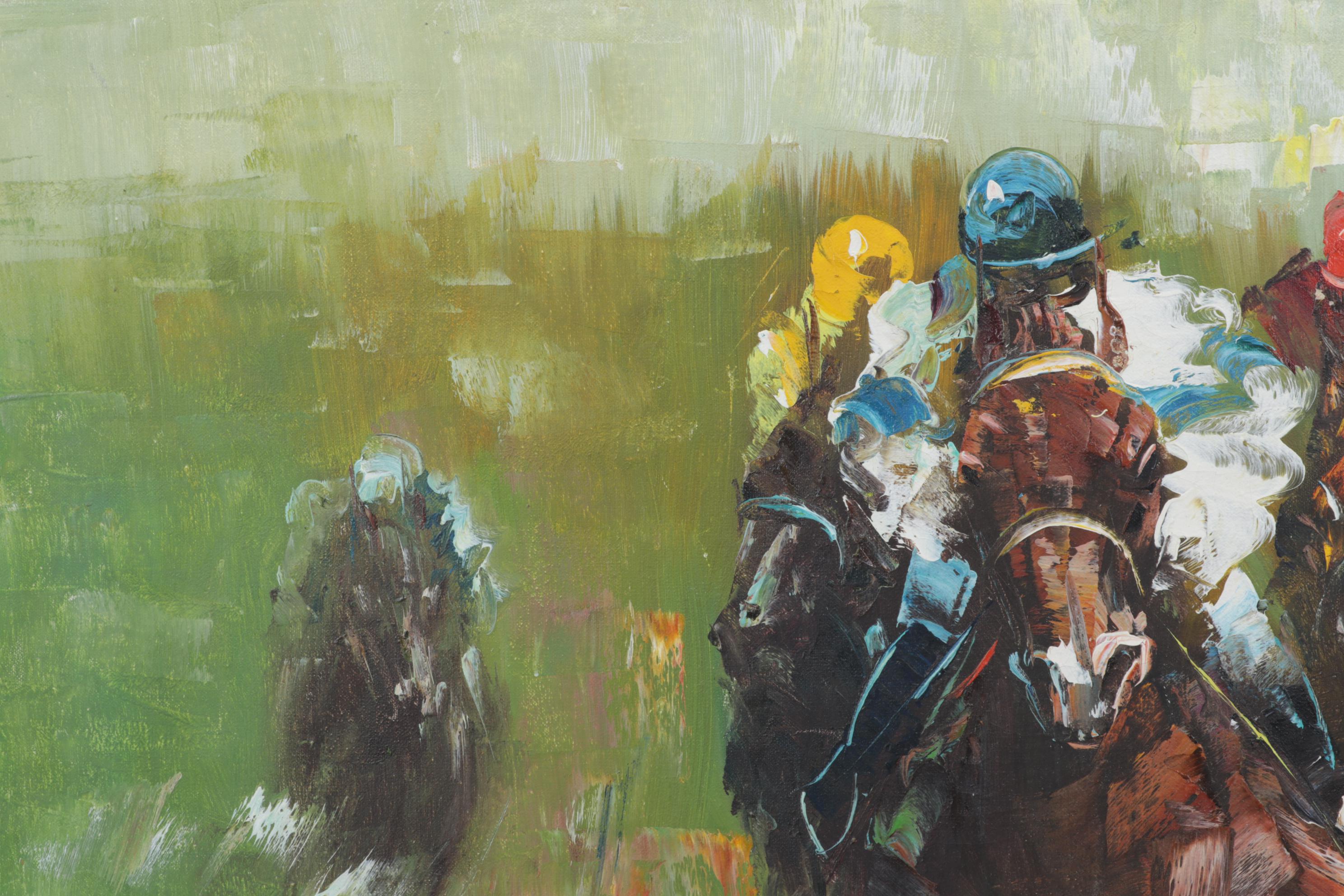 Anthony Veccio Equestrian Oil Painting, Late 20th Century