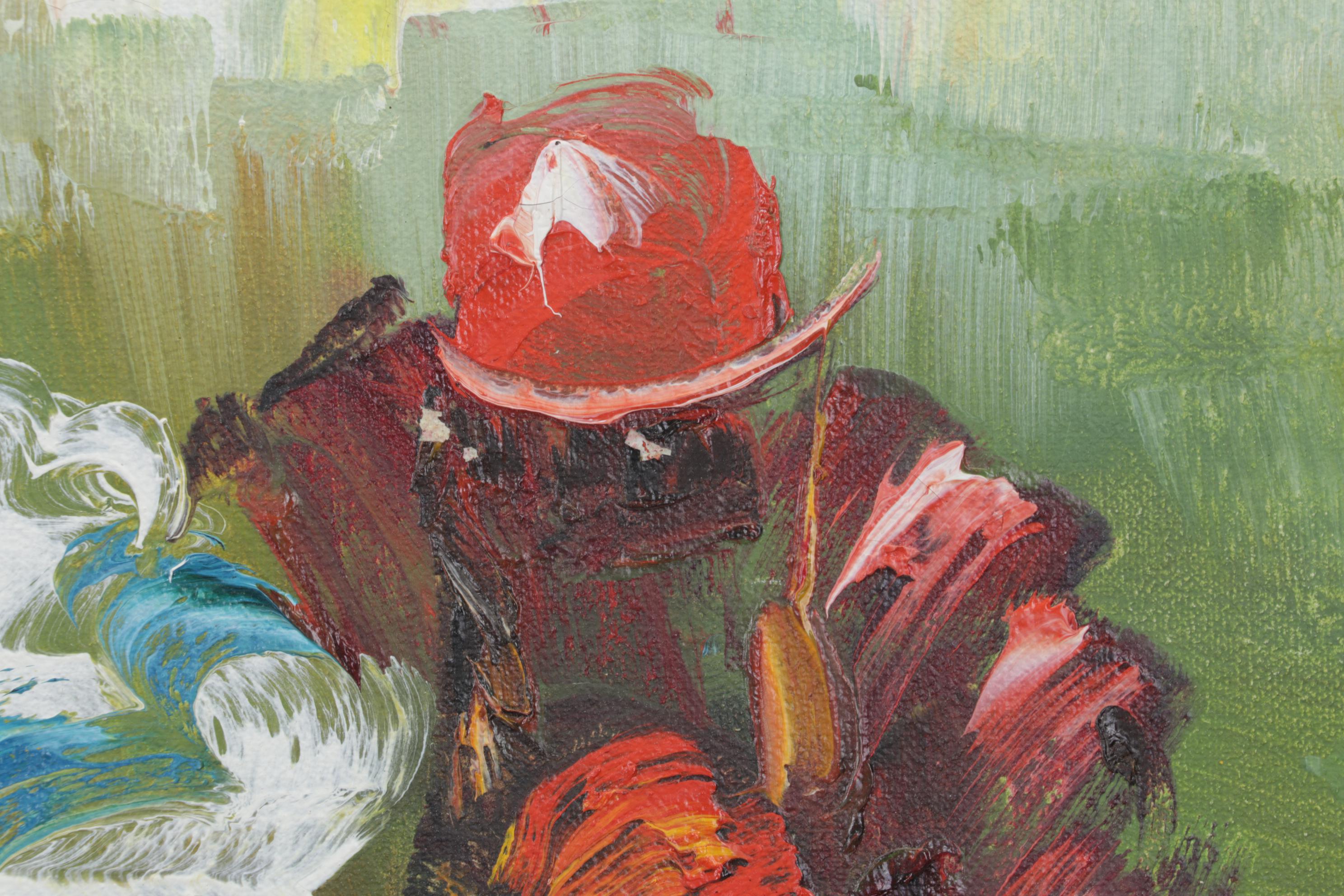 Anthony Veccio Equestrian Oil Painting, Late 20th Century