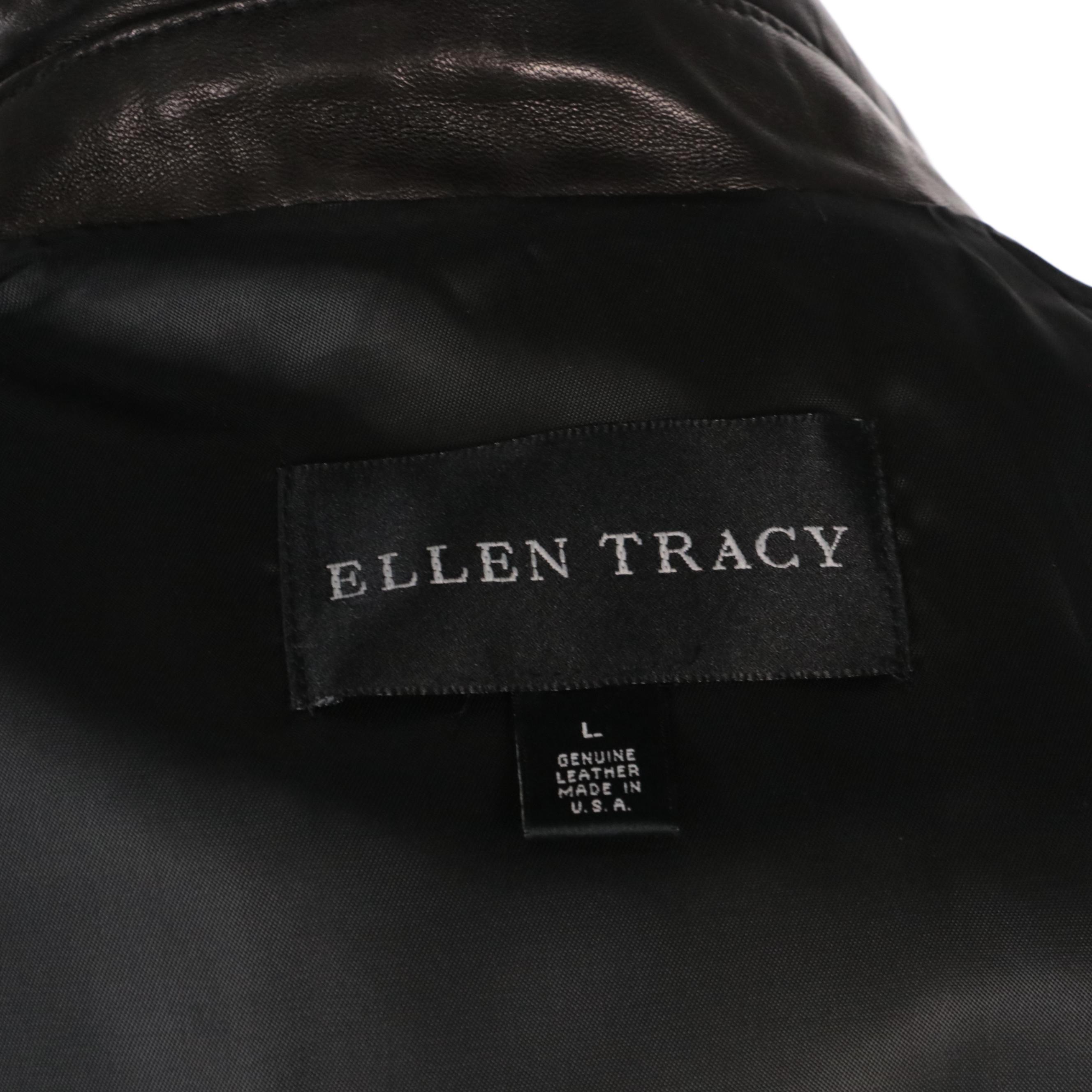 Ellen Tracy Brand Double-Breasted Wool Jacket and Leather Trench Coat