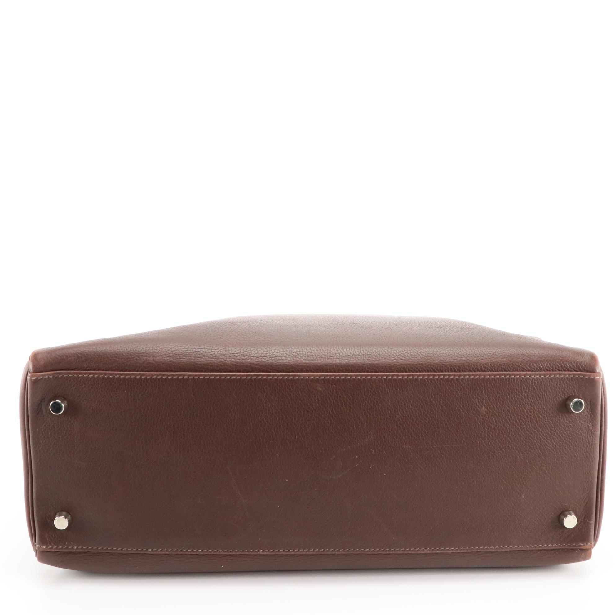 Hermès Kelly Retourne 35 Satchel in Dark Brown Ardennes Leather