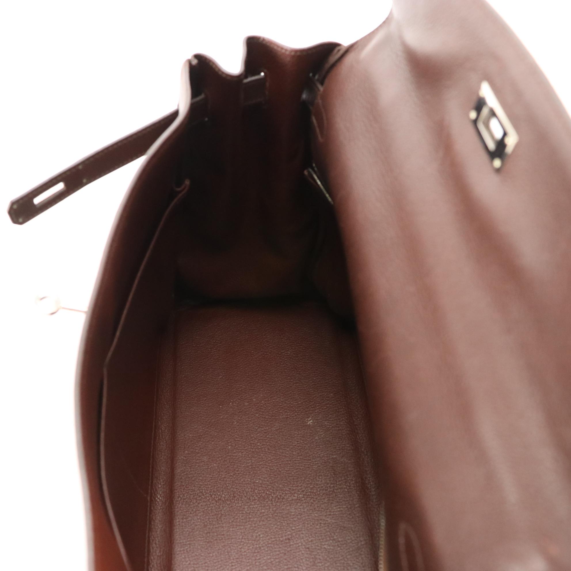 Hermès Kelly Retourne 35 Satchel in Dark Brown Ardennes Leather