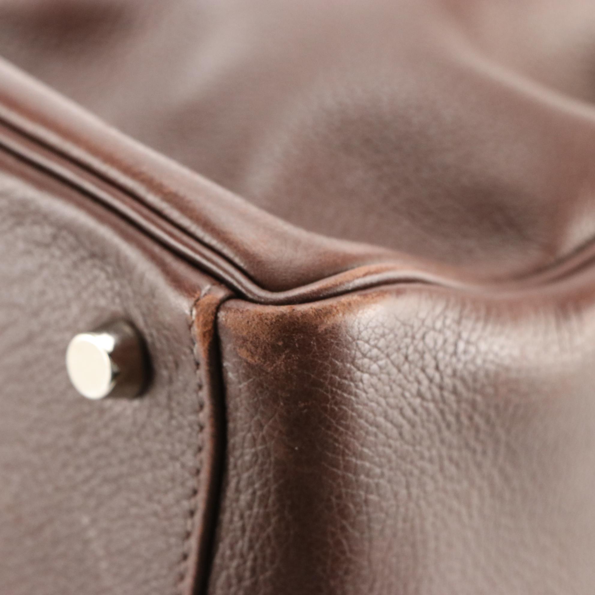 Hermès Kelly Retourne 35 Satchel in Dark Brown Ardennes Leather