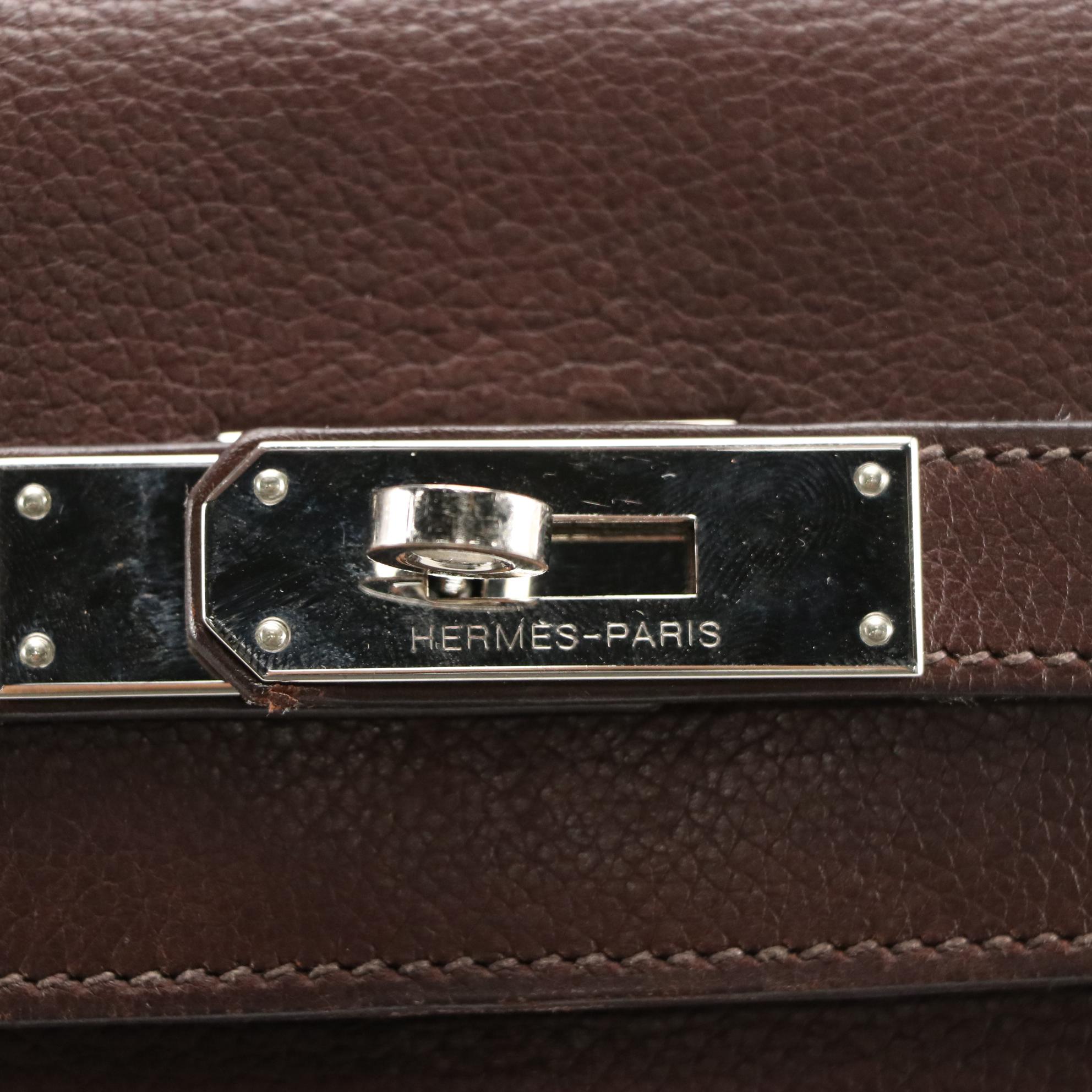 Hermès Kelly Retourne 35 Satchel in Dark Brown Ardennes Leather