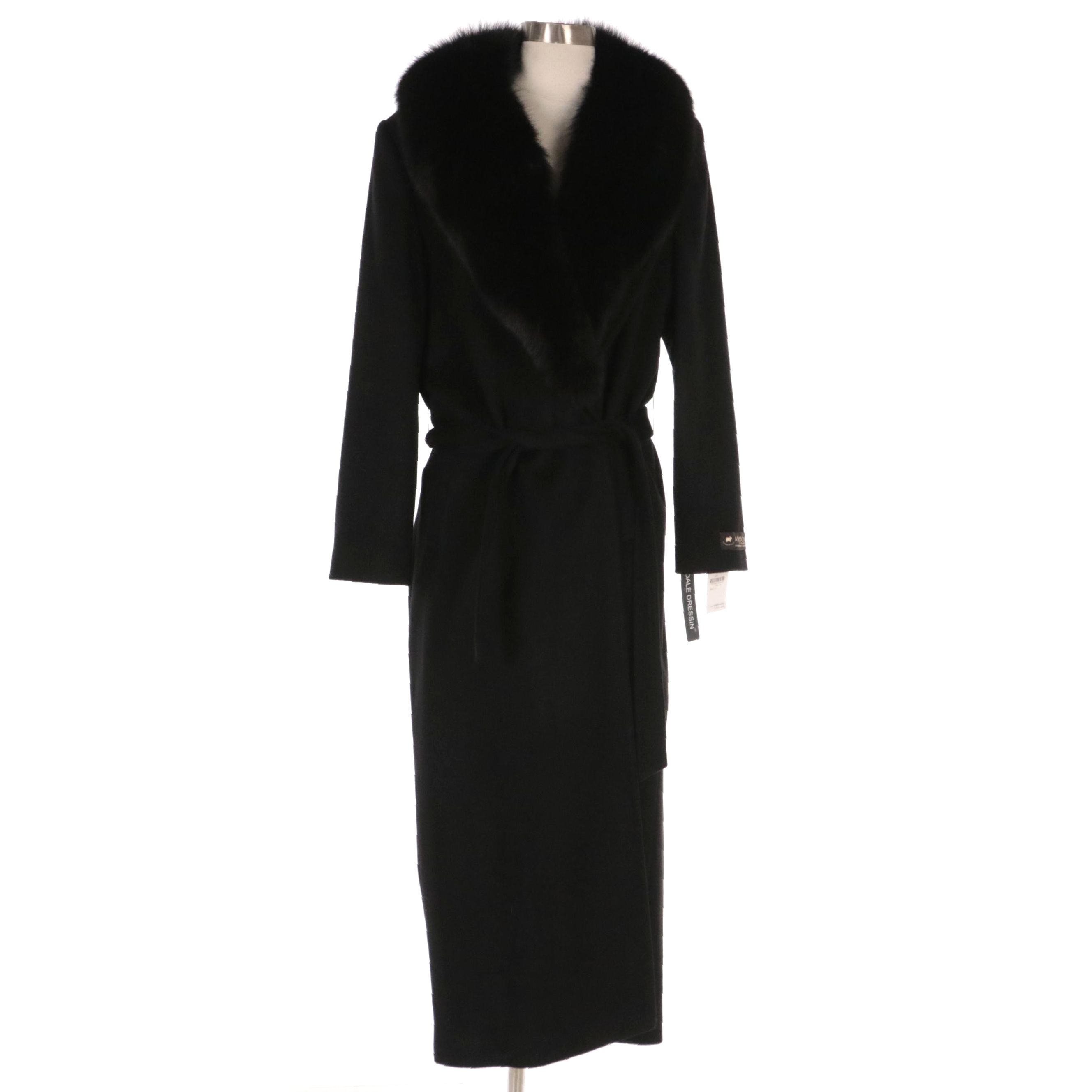 Dale Dressin Cashmere/Lambswool Coat with Detachable Fox Fur Collar and Tags