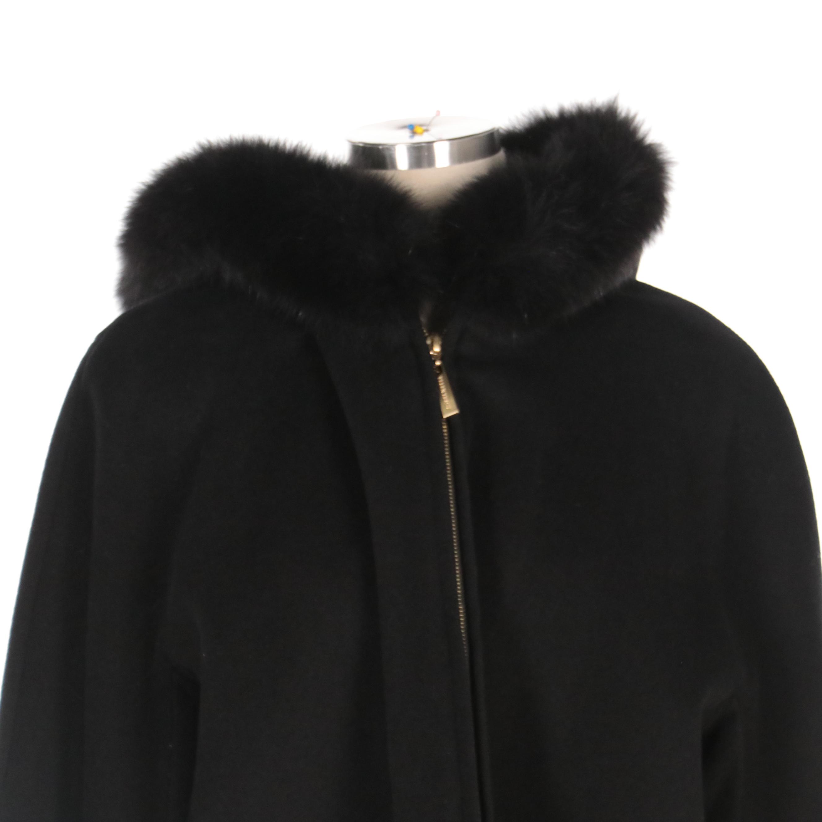 Ellen Tracy Fox Fur Trim Wool Blend Coat, Lafayette 148 Insulated Coat with Tags