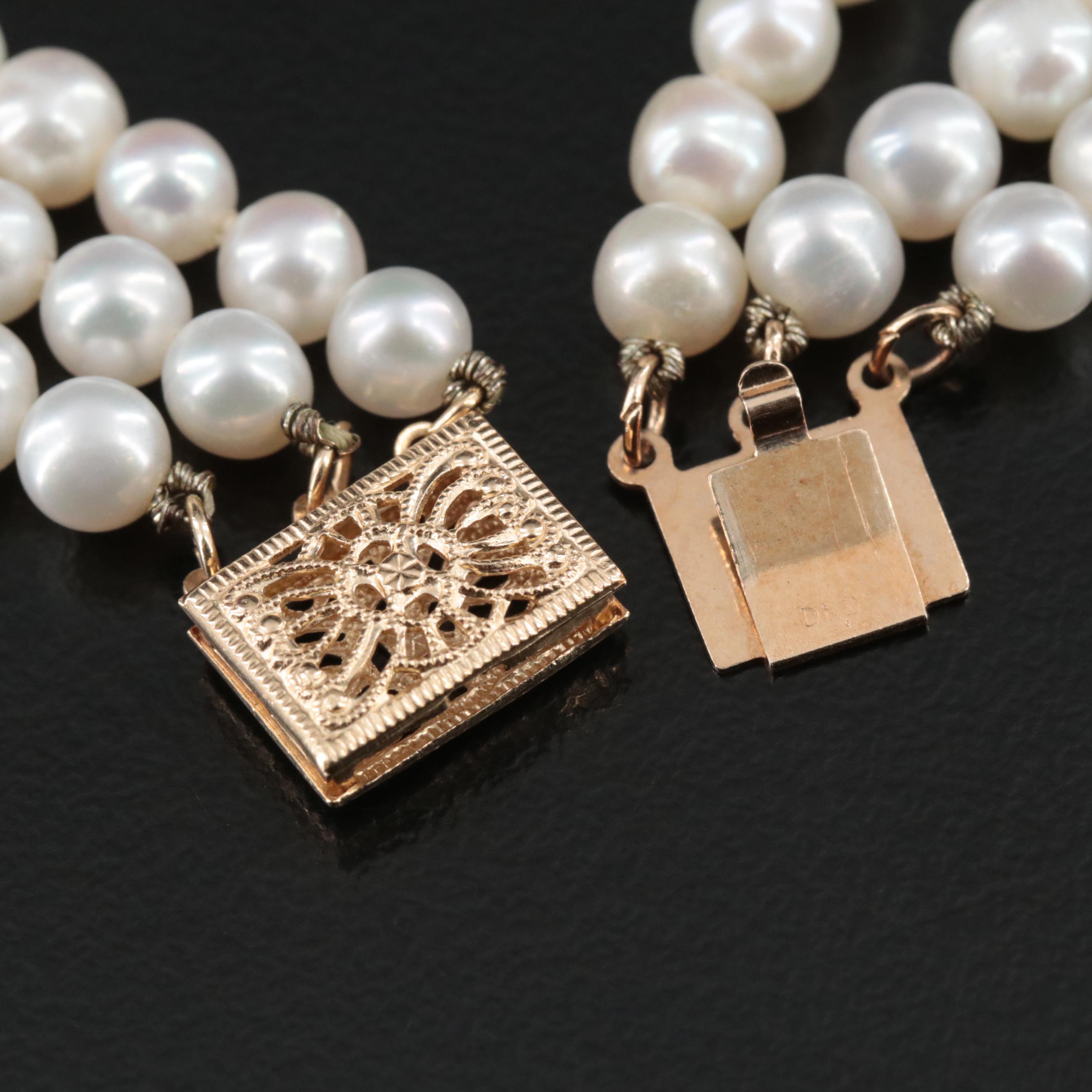 14K Three Strand Pearl Bracelet