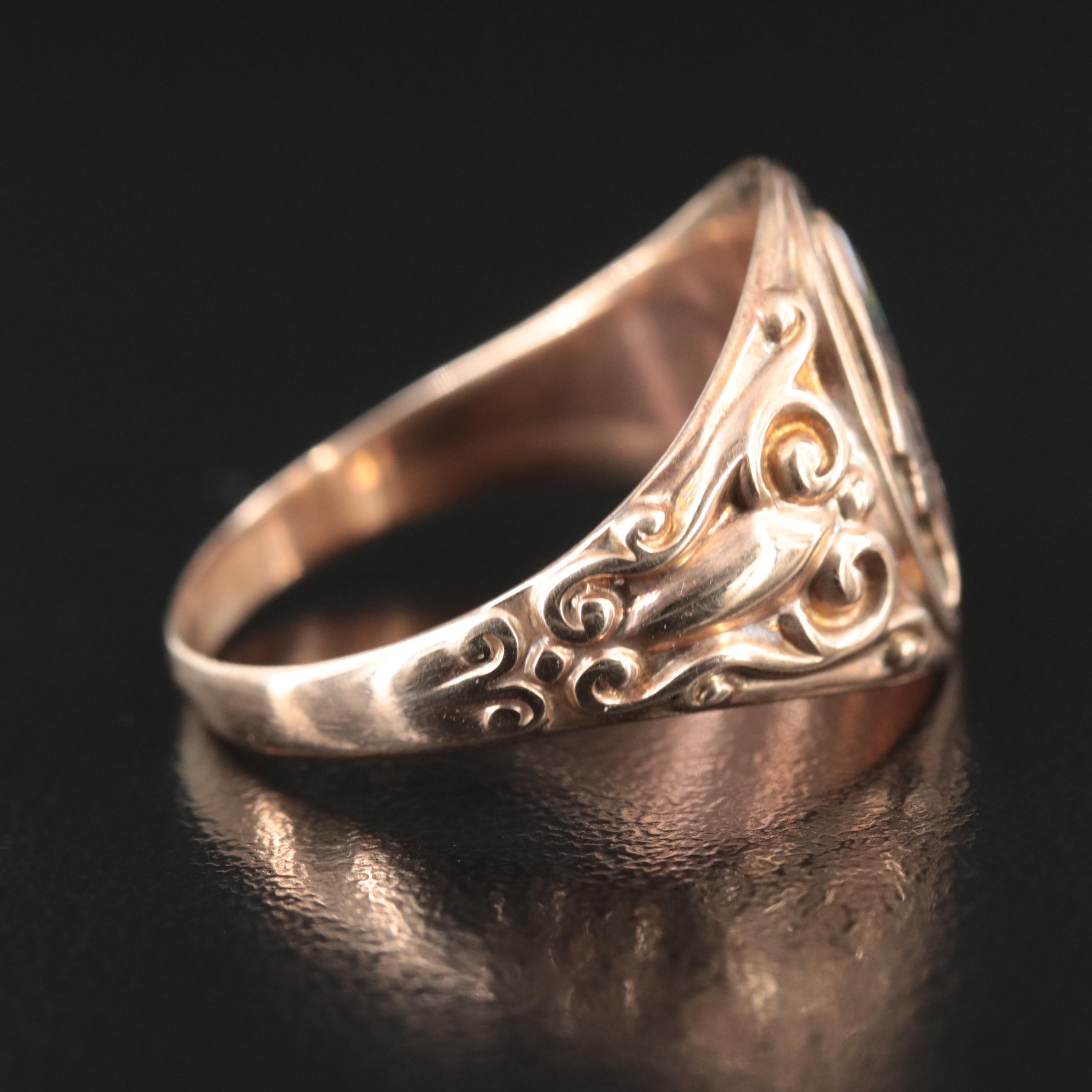 Vintage 9K Enamel Indian Head Ring