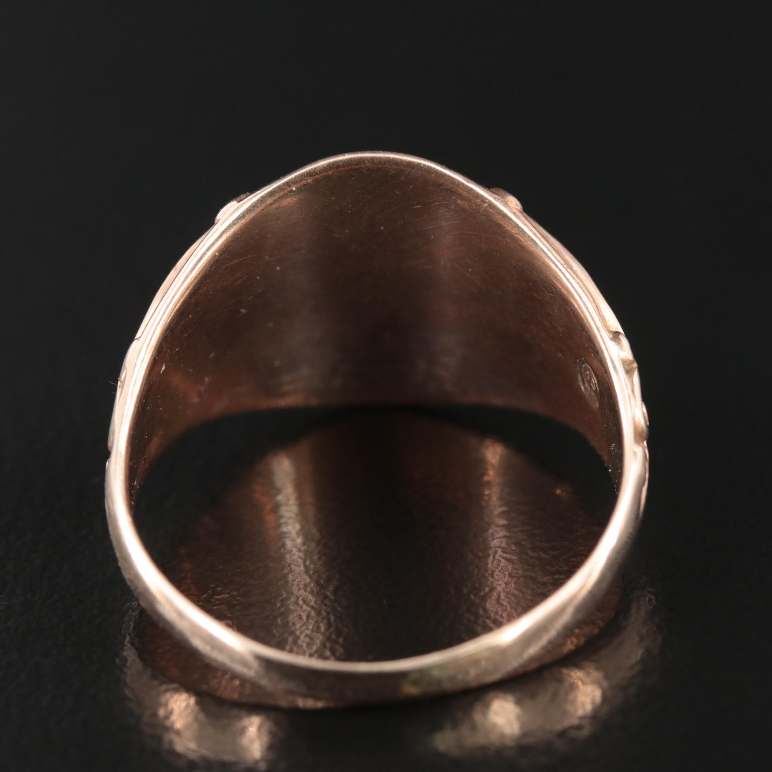 Vintage 9K Enamel Indian Head Ring