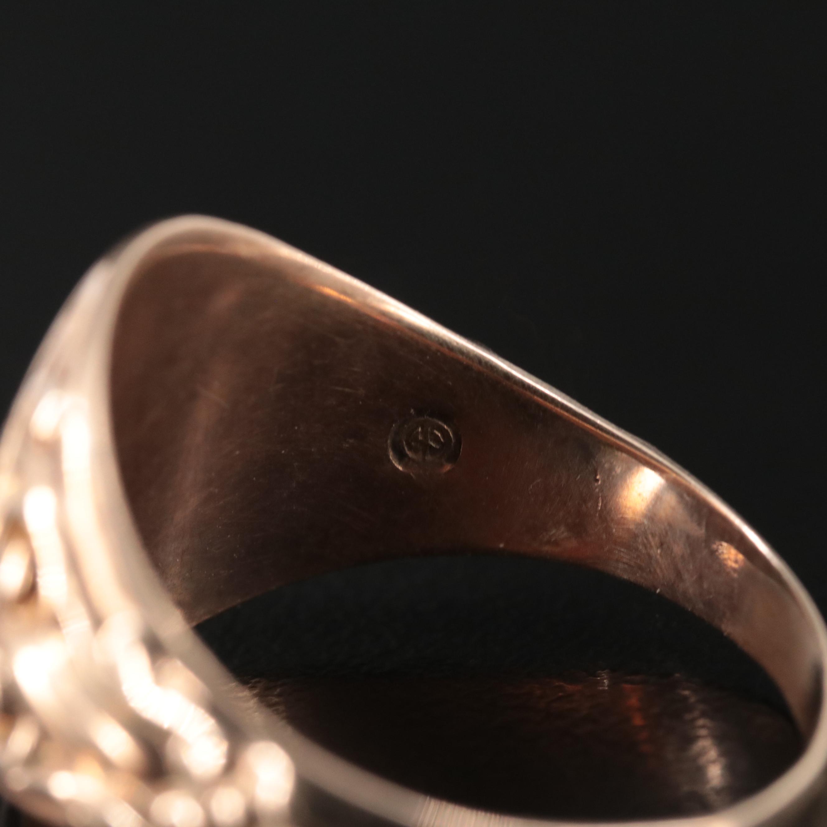 Vintage 9K Enamel Indian Head Ring