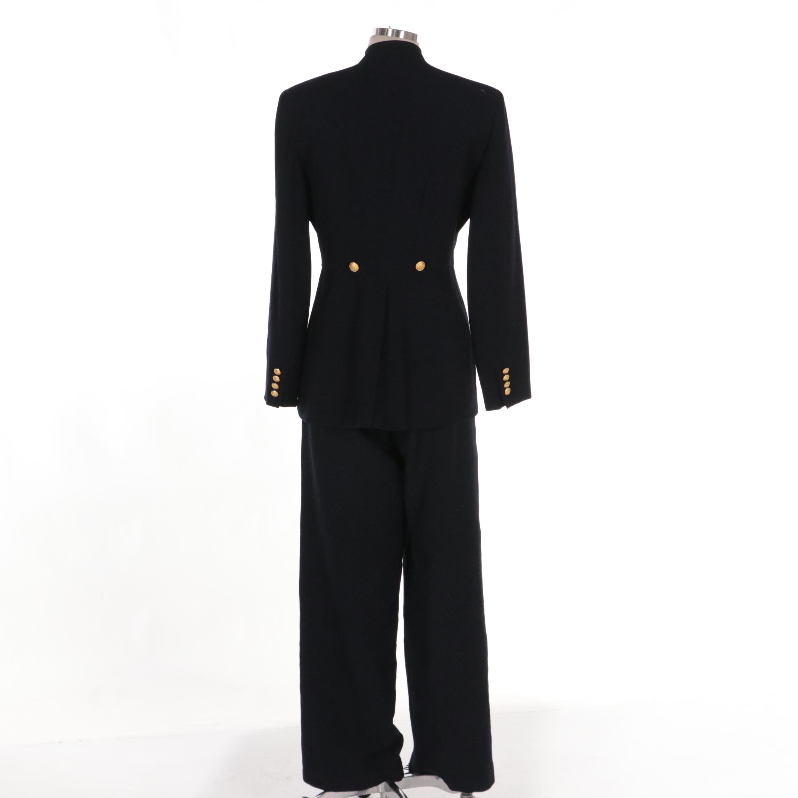 Lauren by Ralph Lauren Navy Wool Double-Breasted Pantsuit