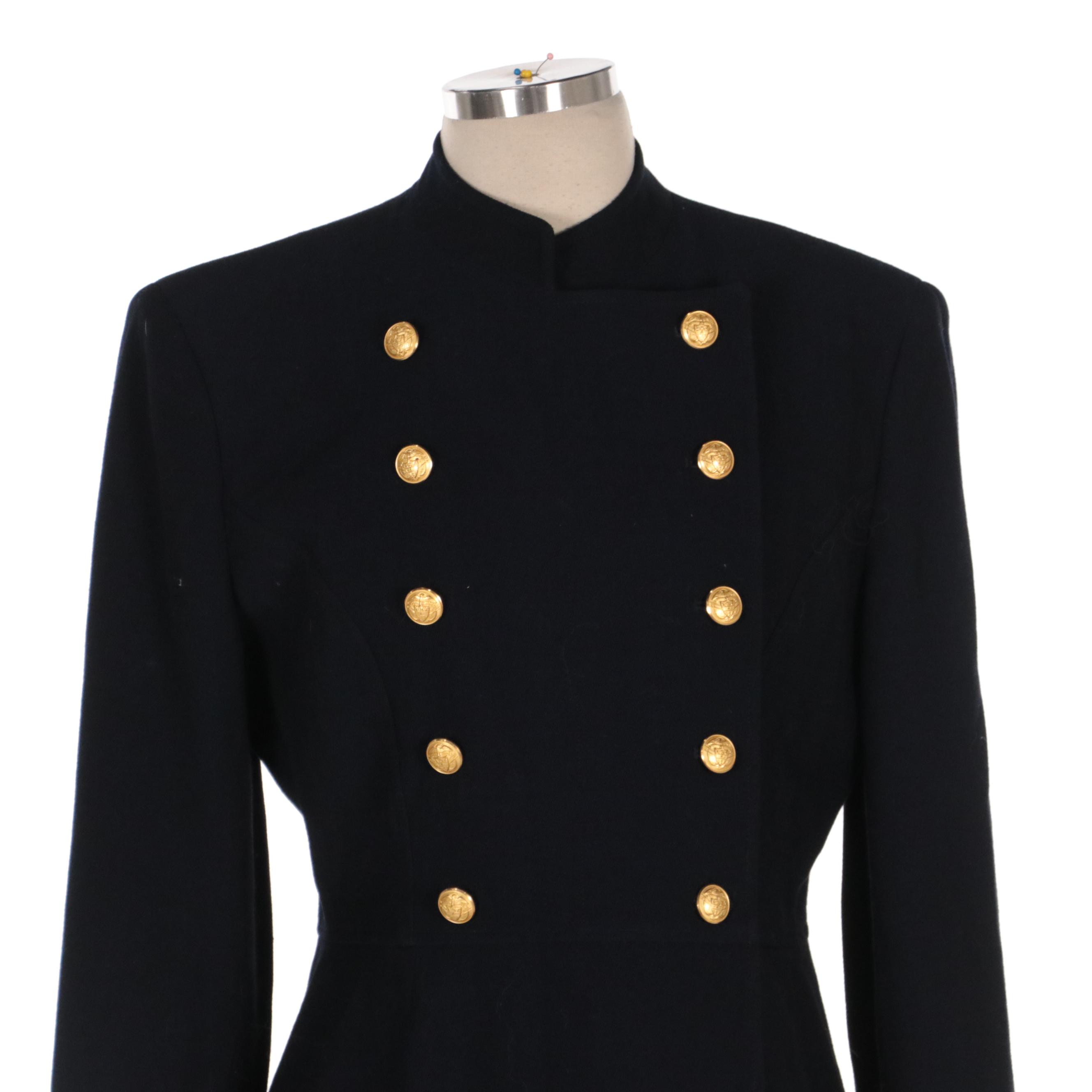 Lauren by Ralph Lauren Navy Wool Double-Breasted Pantsuit