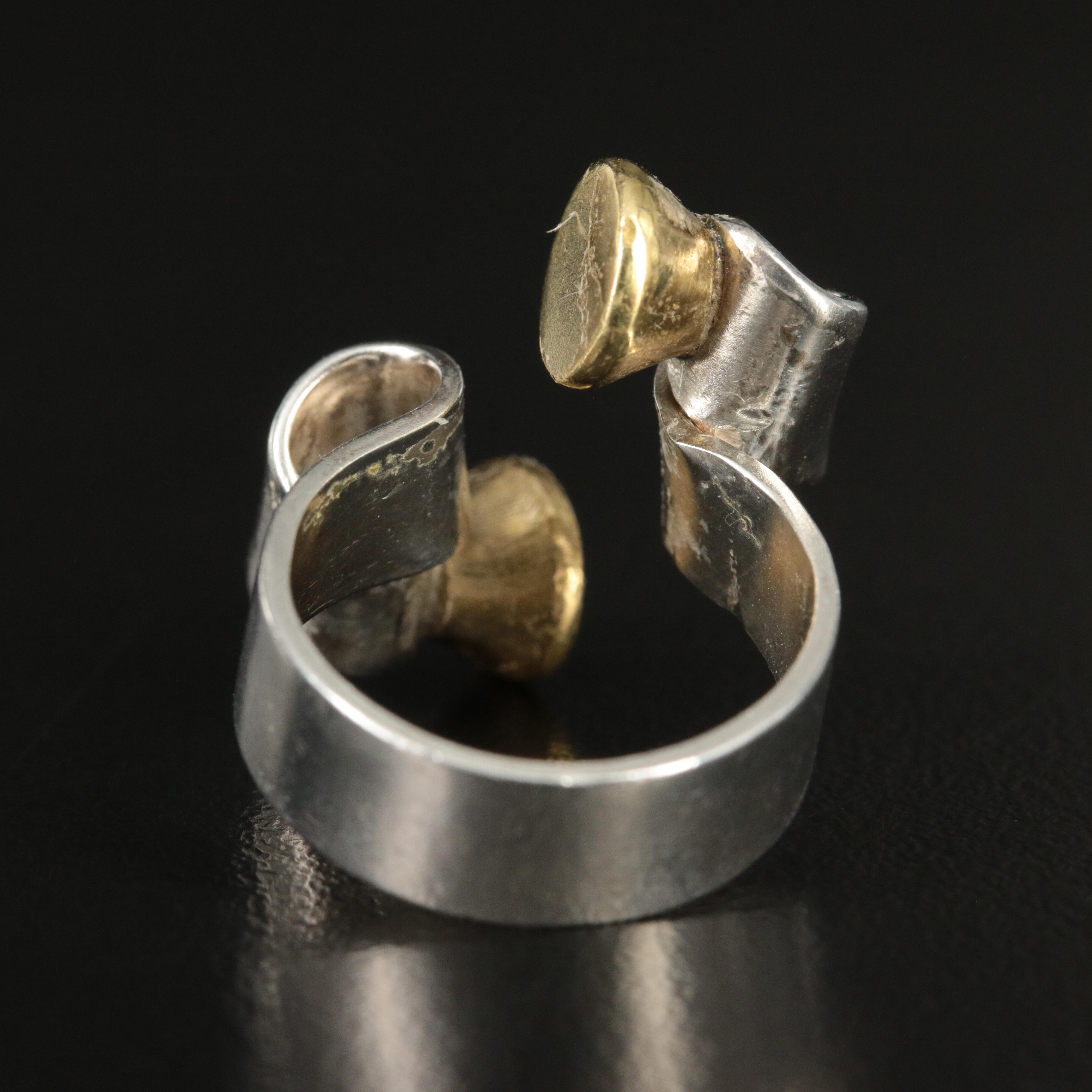 Sterling Torque Ring with Bronze Accents