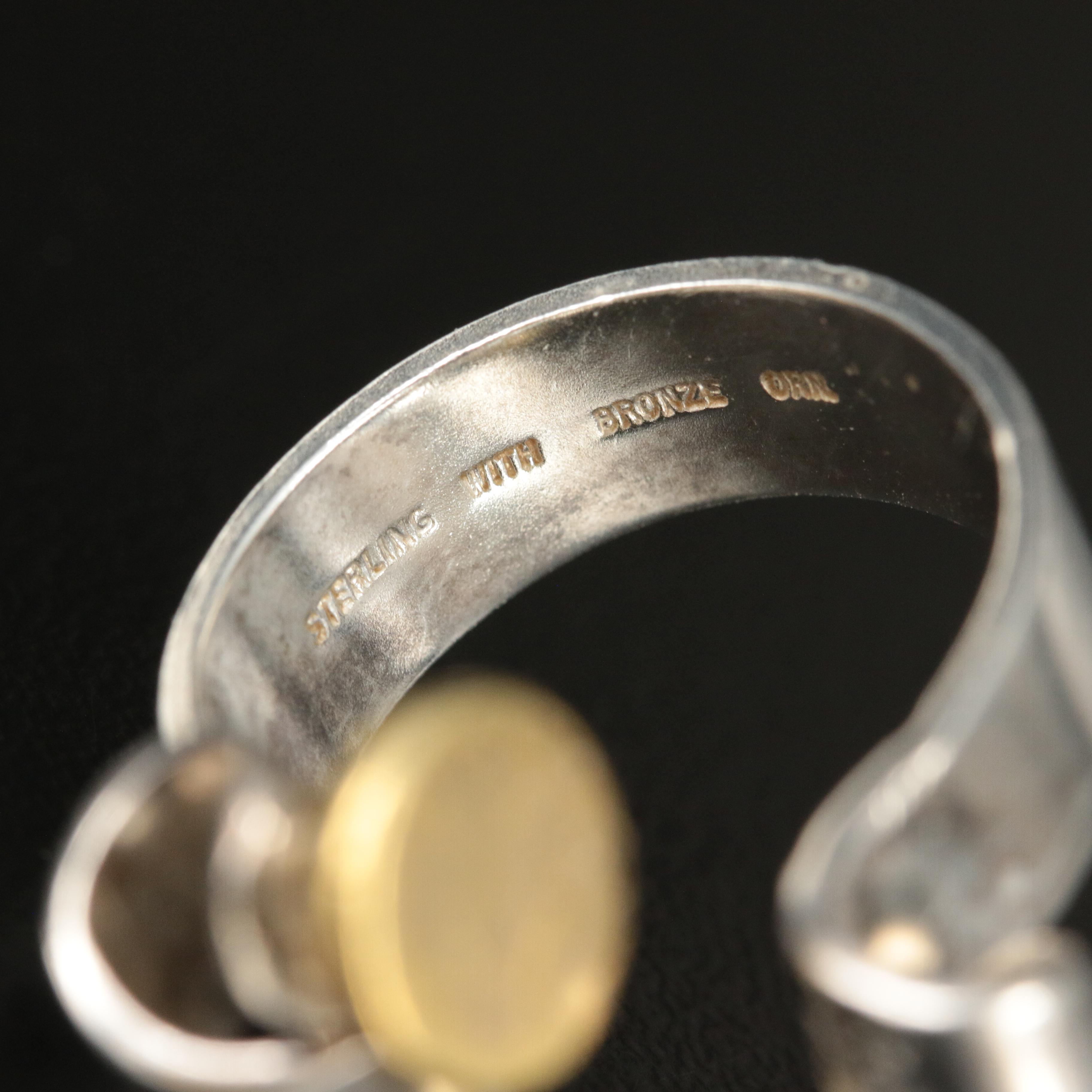 Sterling Torque Ring with Bronze Accents