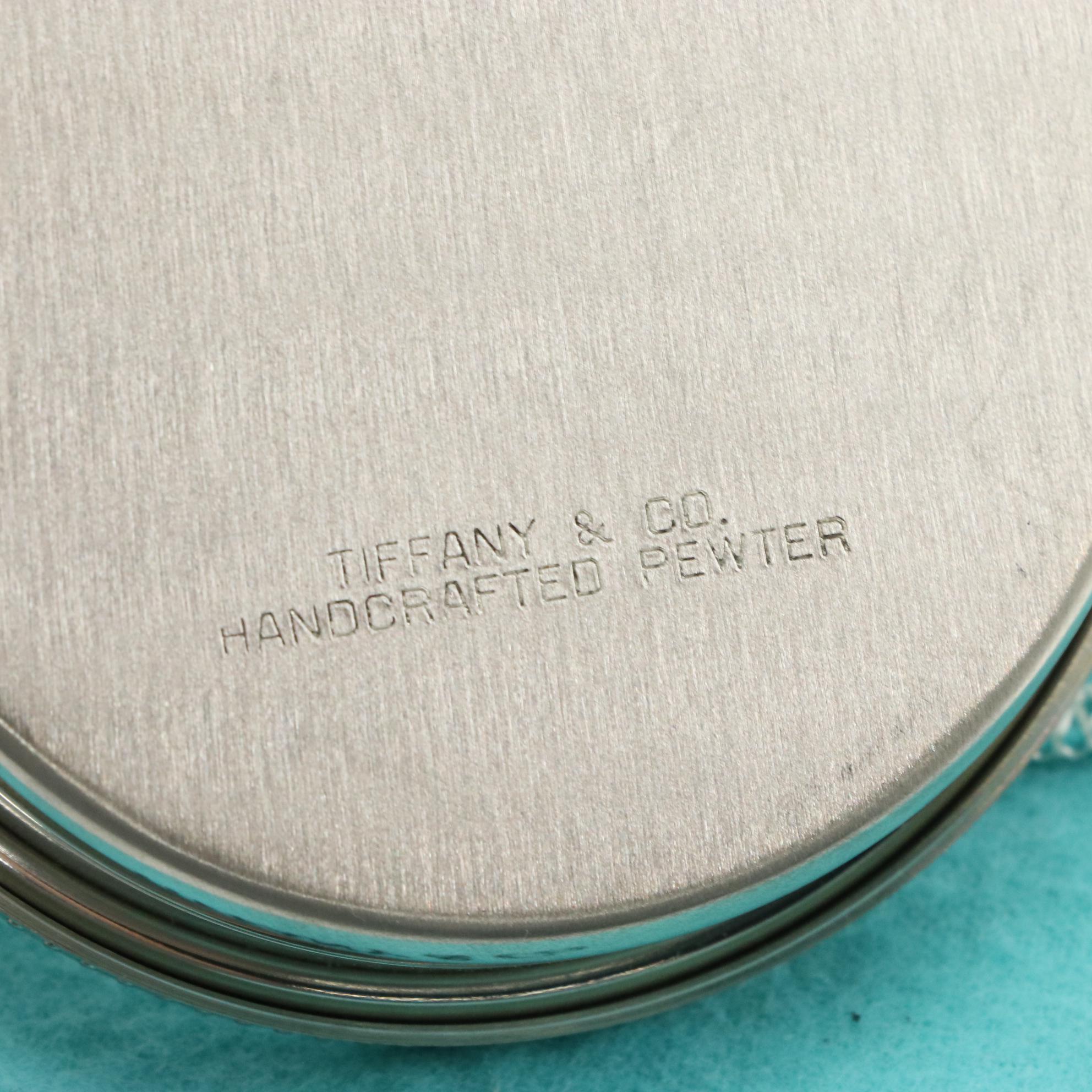 Tiffany & Co. Jewelry Box in Pewter with Blue Velvet Lining, Circa 1980s