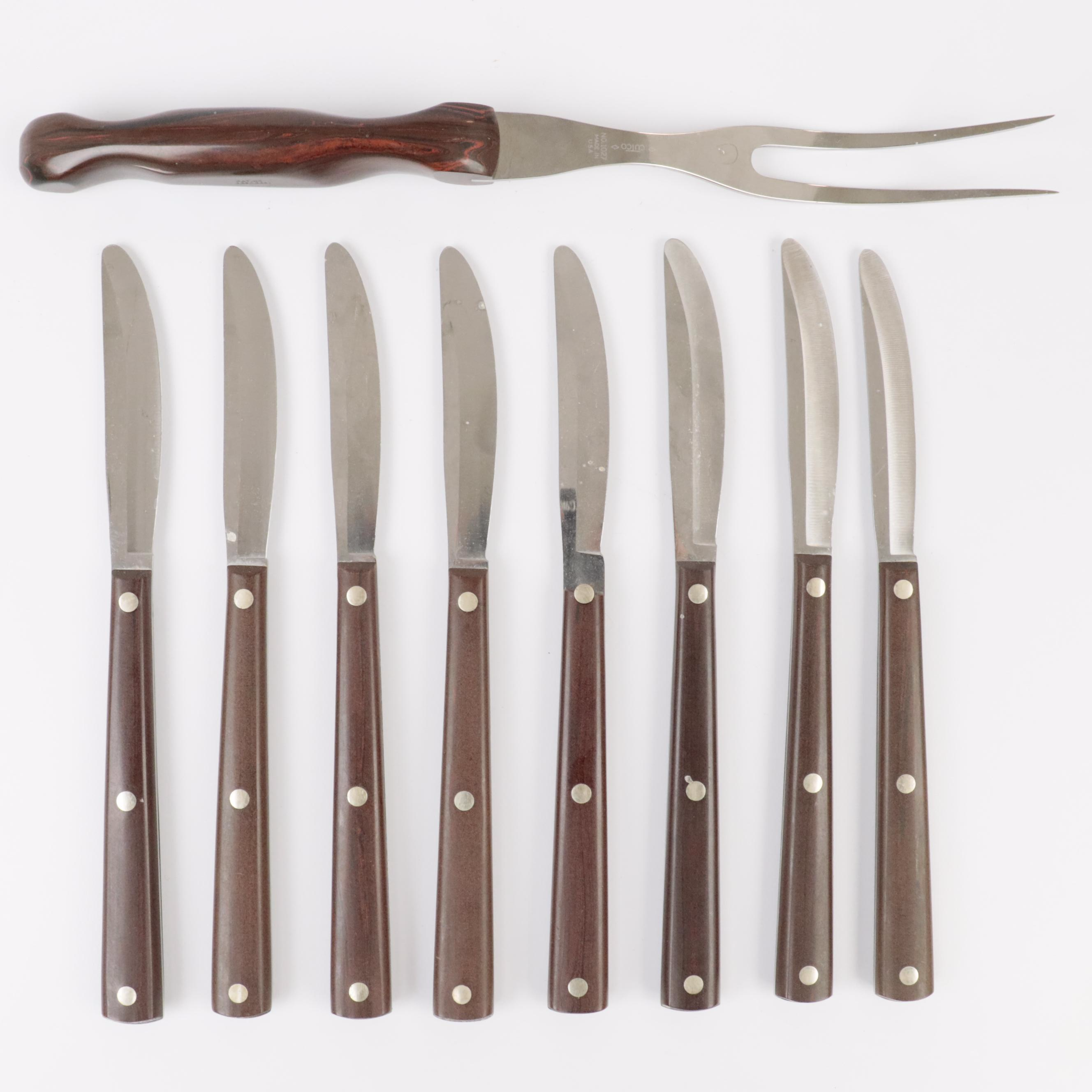 8 Piece Cutco Knife Set with Bakelite Handles and A Cutco Meat Fork