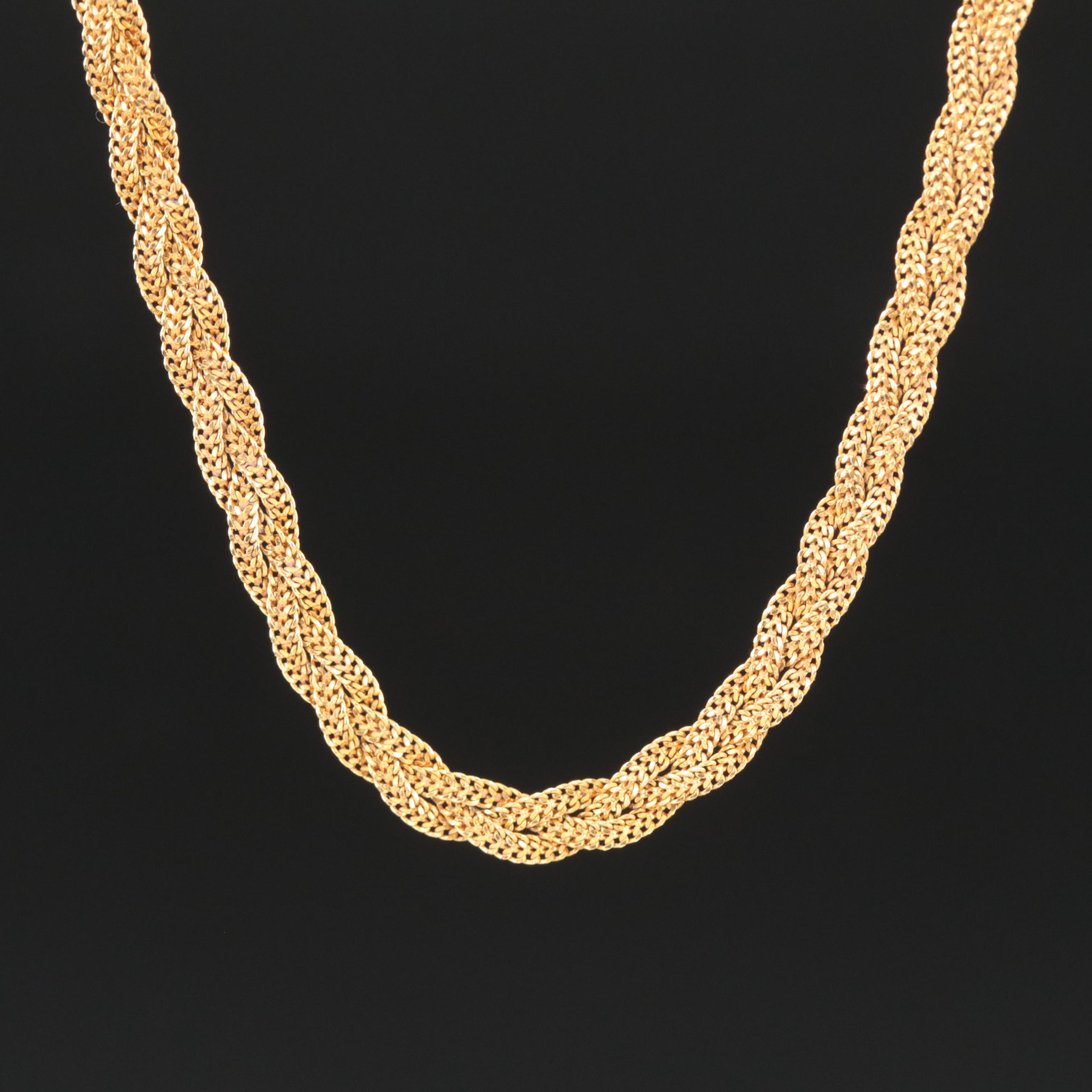 22K Braided Double Curb Chain Necklace