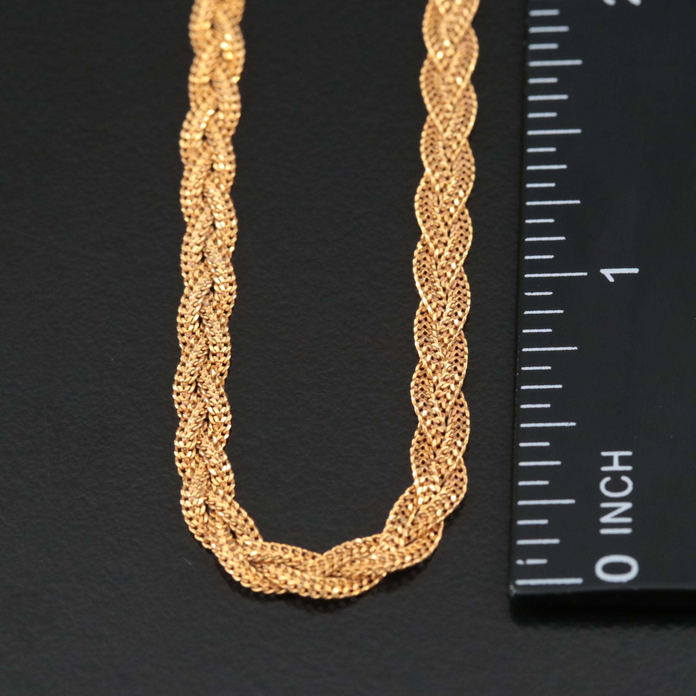 22K Braided Double Curb Chain Necklace
