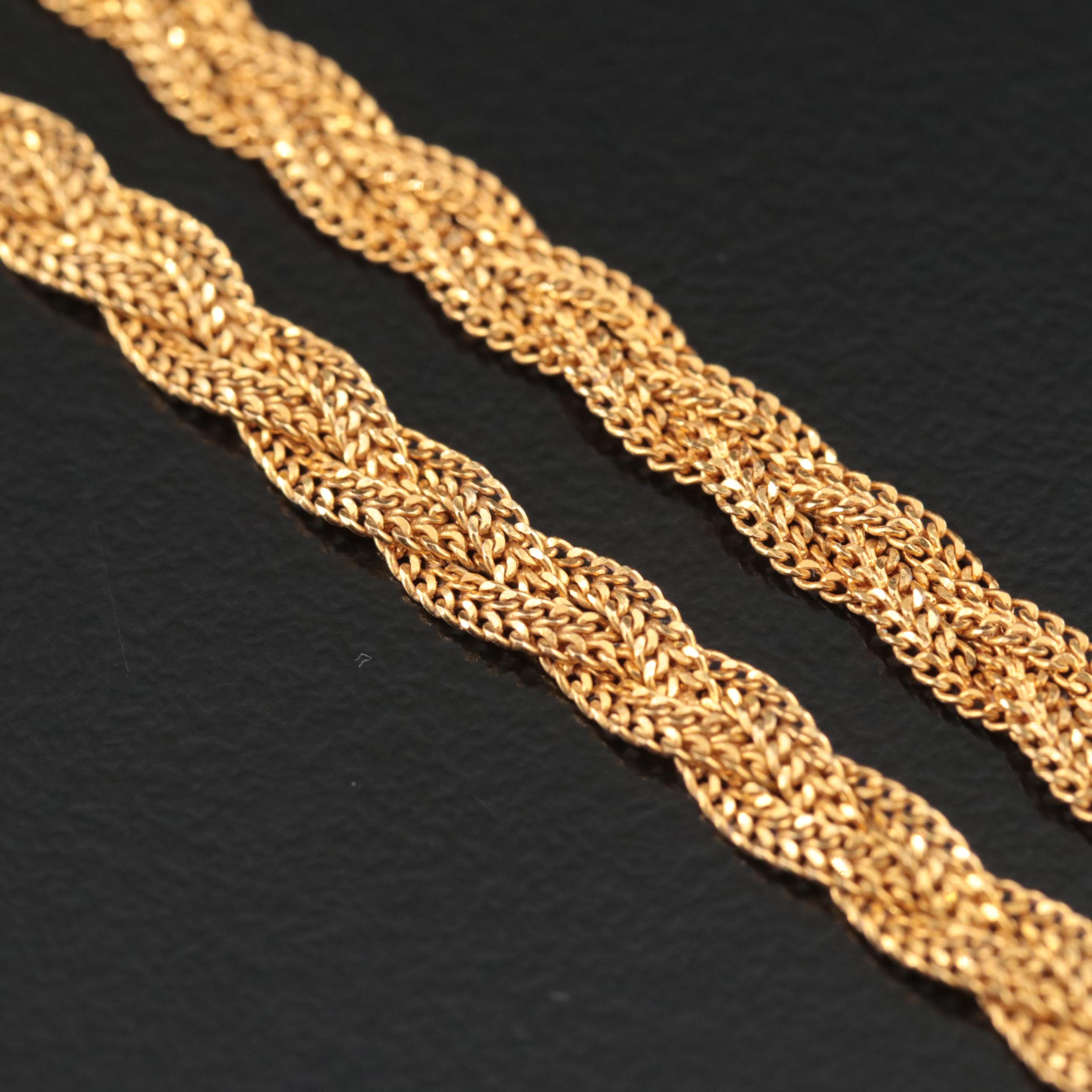 22K Braided Double Curb Chain Necklace